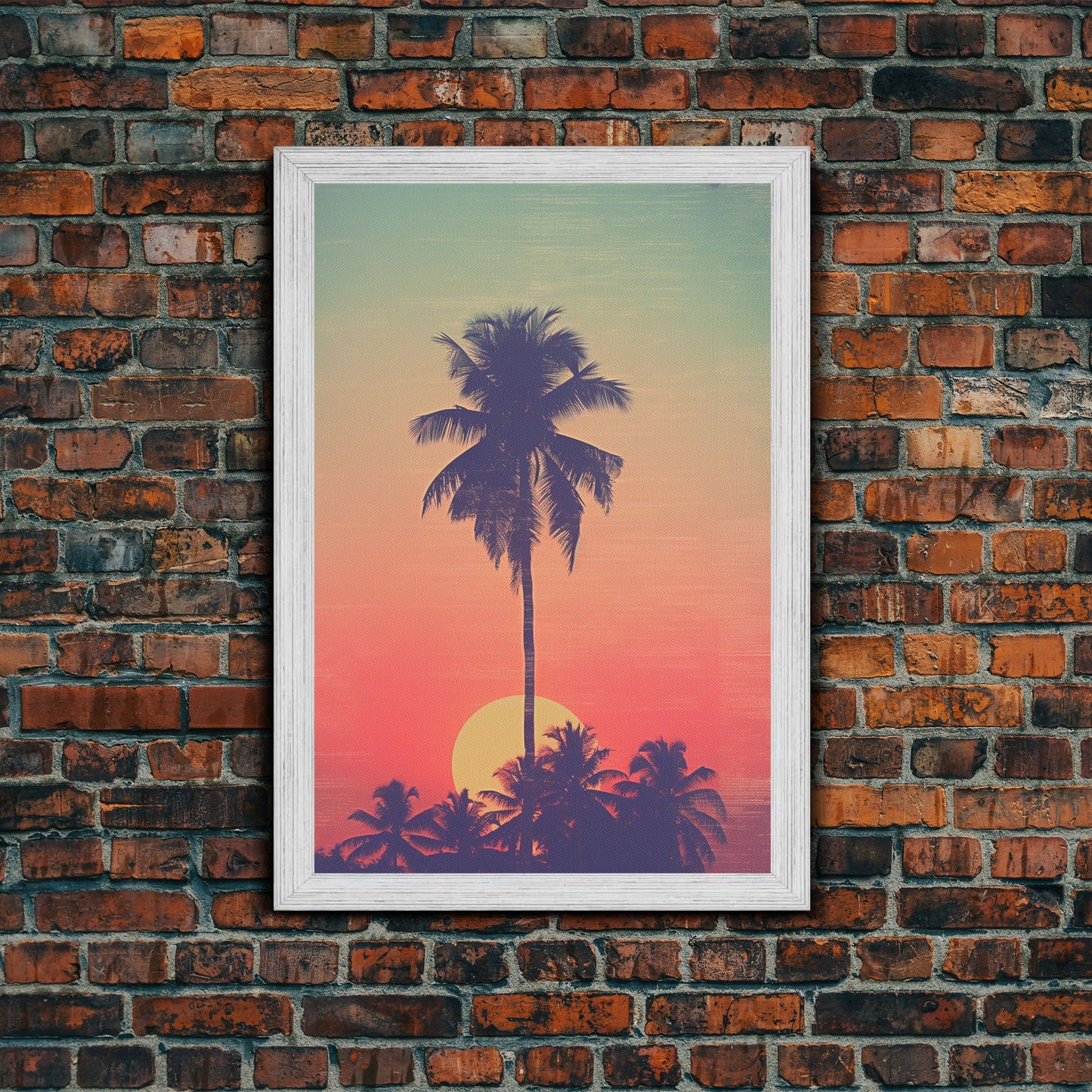 Palm Tree Wall Art, Tropical Wall Art, Minimalist Wall Art, Canvas Print, Wall Hanging, Portrait Art, Tiny House Decor, Dorm Room Art