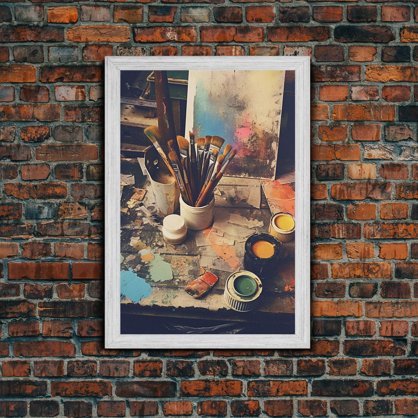 Paint Brush, Paint, Canvas Print, Wall Hanging, Portrait Art, Art Room Wall Art, Tiny House Decor, Craft Room Decor, Living Room Prints