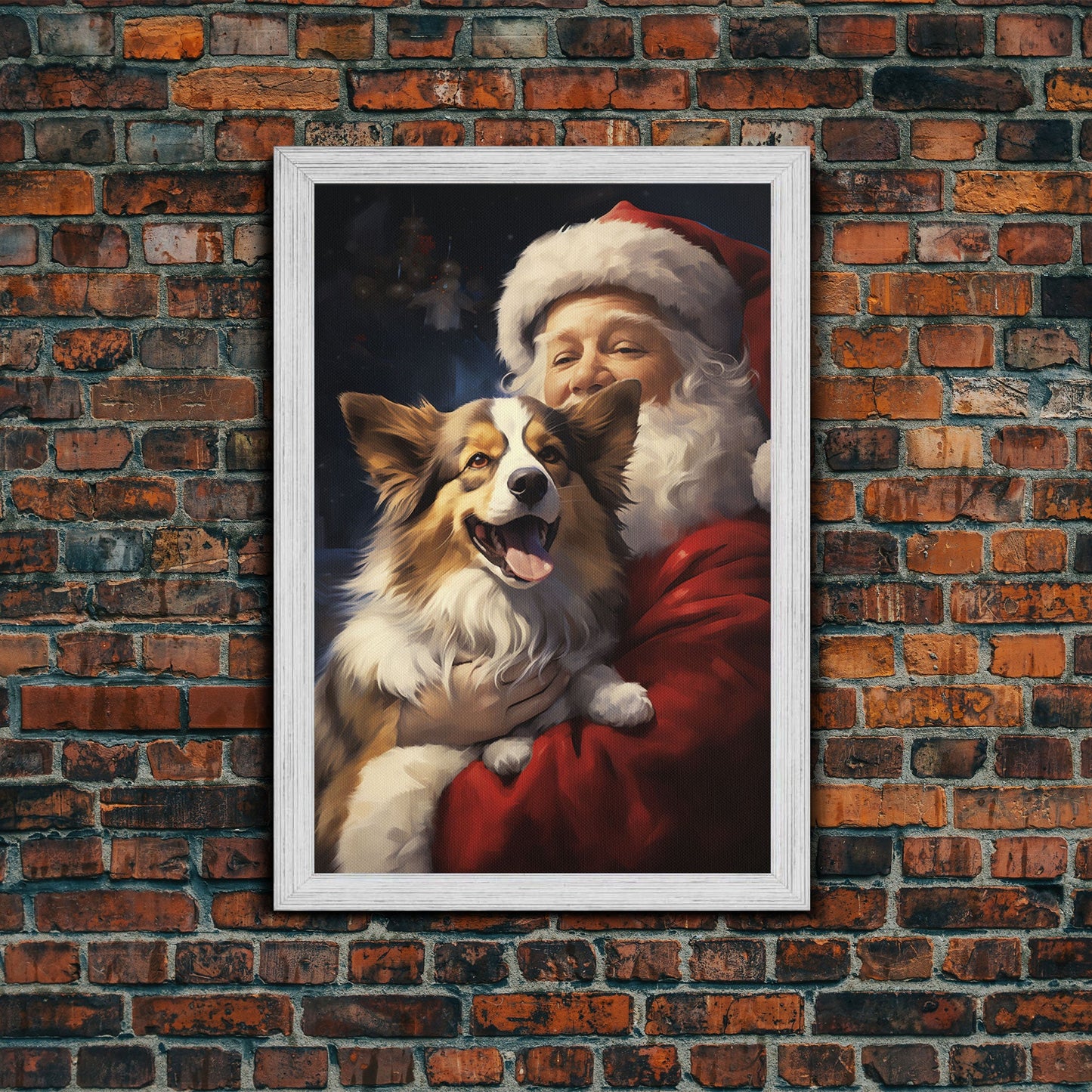 Santa Claus And His Corgi, Christmas Wall Art, Christmas Dog, Winter Wall Art, Santa Decor, Santa Art Print, Farmhouse Christmas