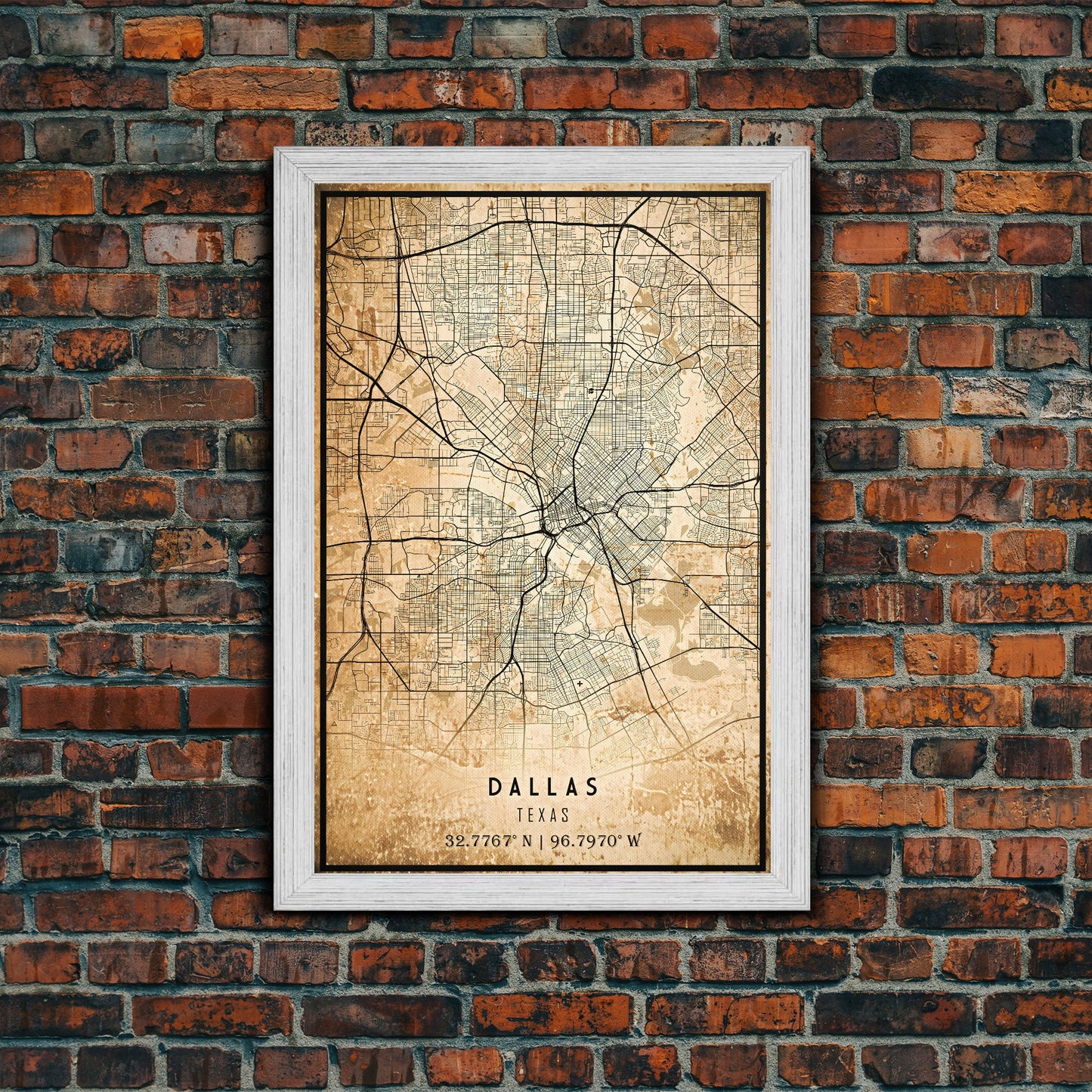 Dallas Map Canvas Print, Texas Map Print, Texas Wall Art, Dallas Map Poster, US, USA Maps, Dallas Maps, Map Gifts, Large Framed Map Print