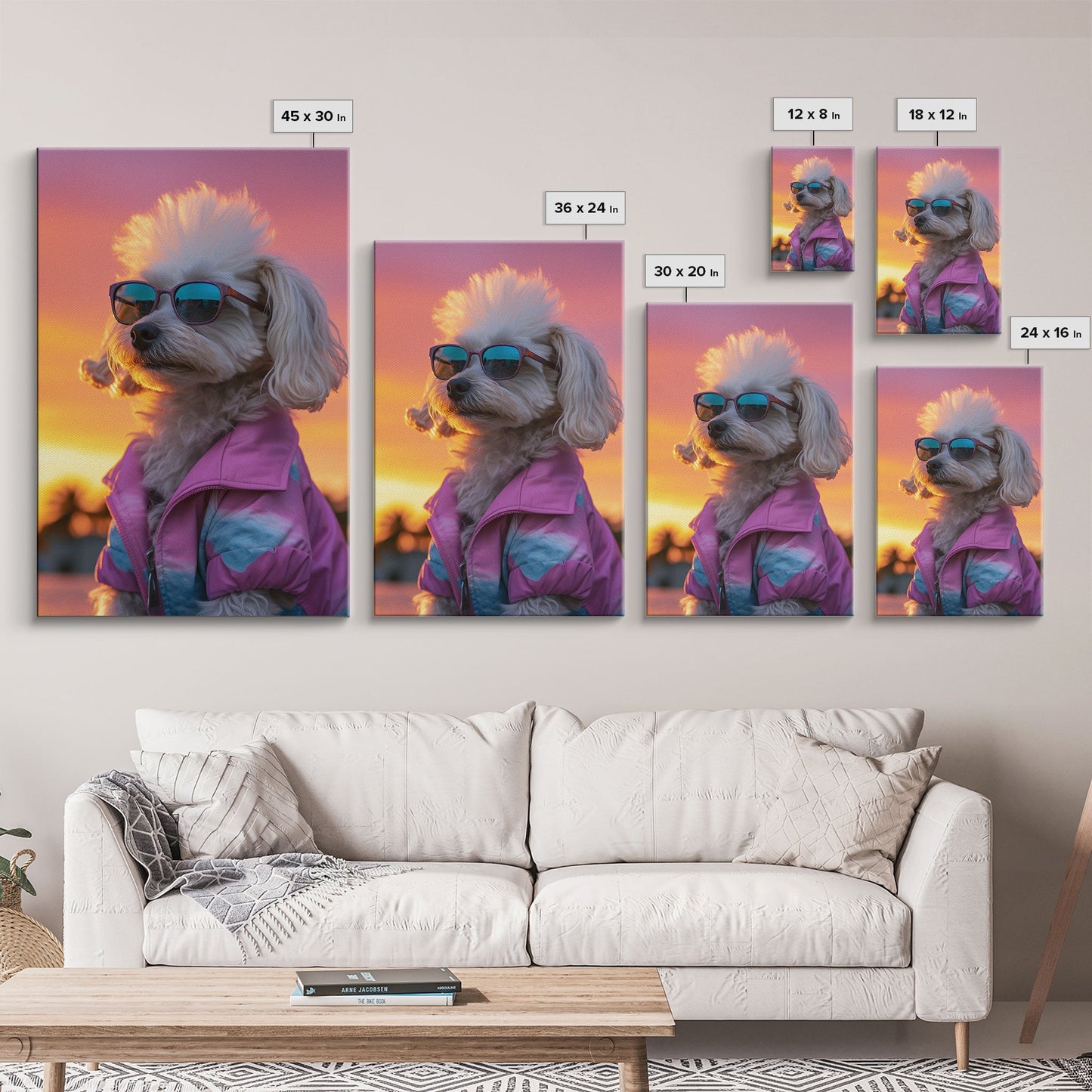Shih Tzu Wall Print, Dog Wall Art, Dog Sunglasses, Dog In Pink Tracksuit, Funny Art, Framed Wall Art, Framed Canvas, Wall Print, Wall Canvas