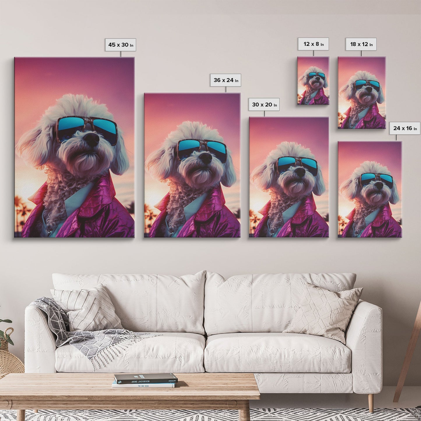 Poodle Wall Print, Dog Wall Art, Dog Sunglasses, Dog In Pink Suit, Funny Art, Framed Wall Art, Framed Canvas, Wall Print, Wall Canvas