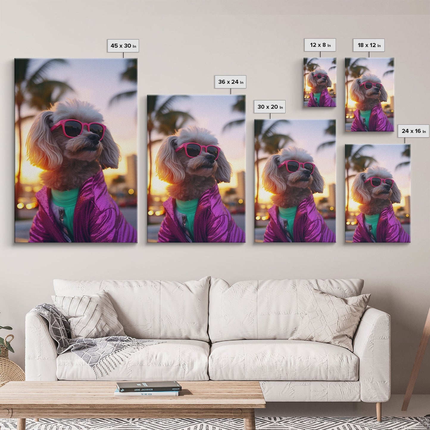 Poodle In Sunglasses Pink Tracksuit Wall Print, Dog Portrait, Dog Art Print, Framed Wall Art, Framed Canvas, Wall Print, Wall Canvas
