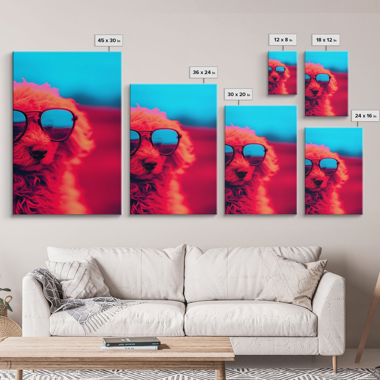 Red Poodle In Sunglasses Wall Print, Abstract Art, Dog Portrait, Dog Art Print, Framed Wall Art, Framed Canvas, Wall Print, Wall Canvas