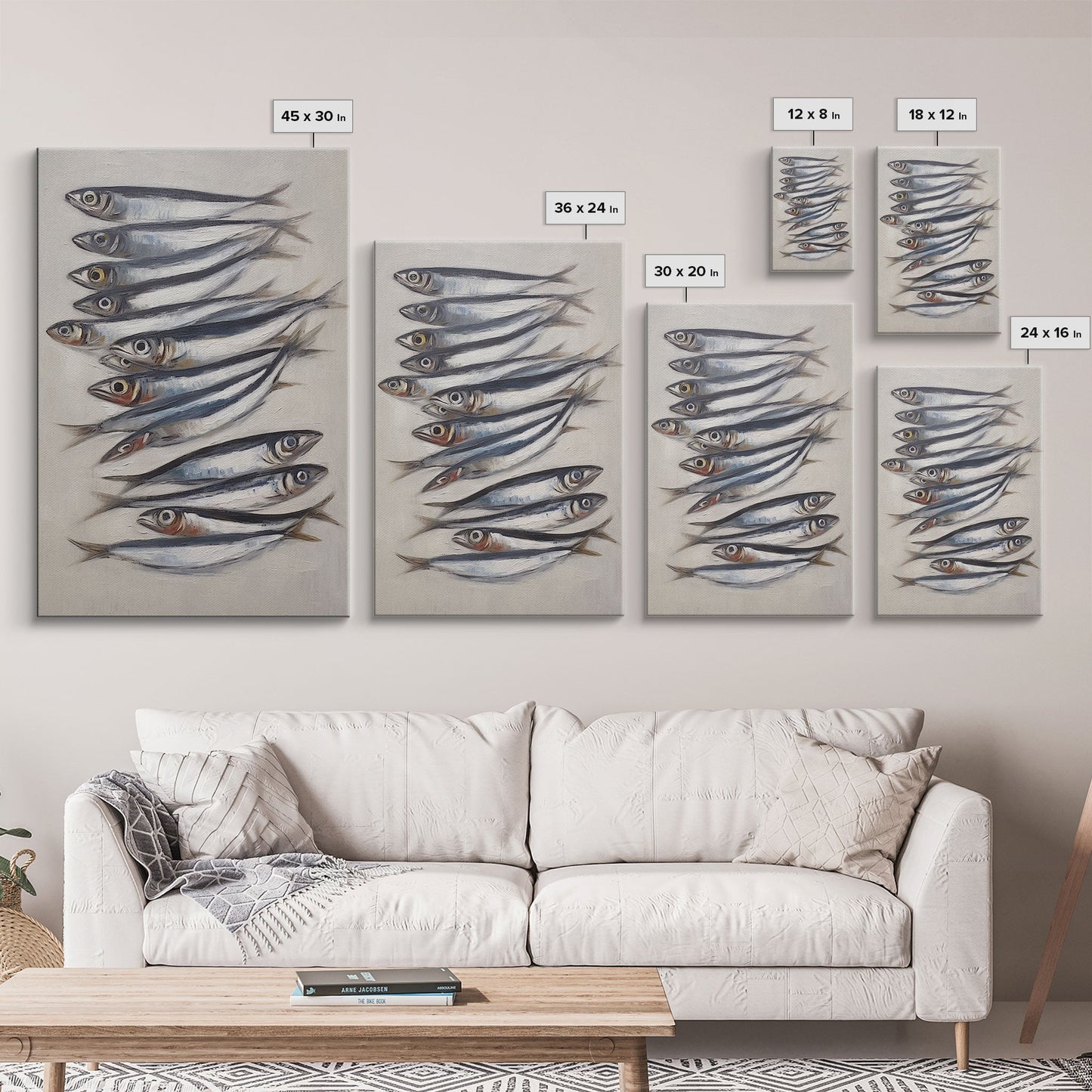 Sardines Art Print - Framed Canvas Art - Oil Painting Still Life Print - French Kitchen Art - Restaurant Art - Boho Farmhouse Decor