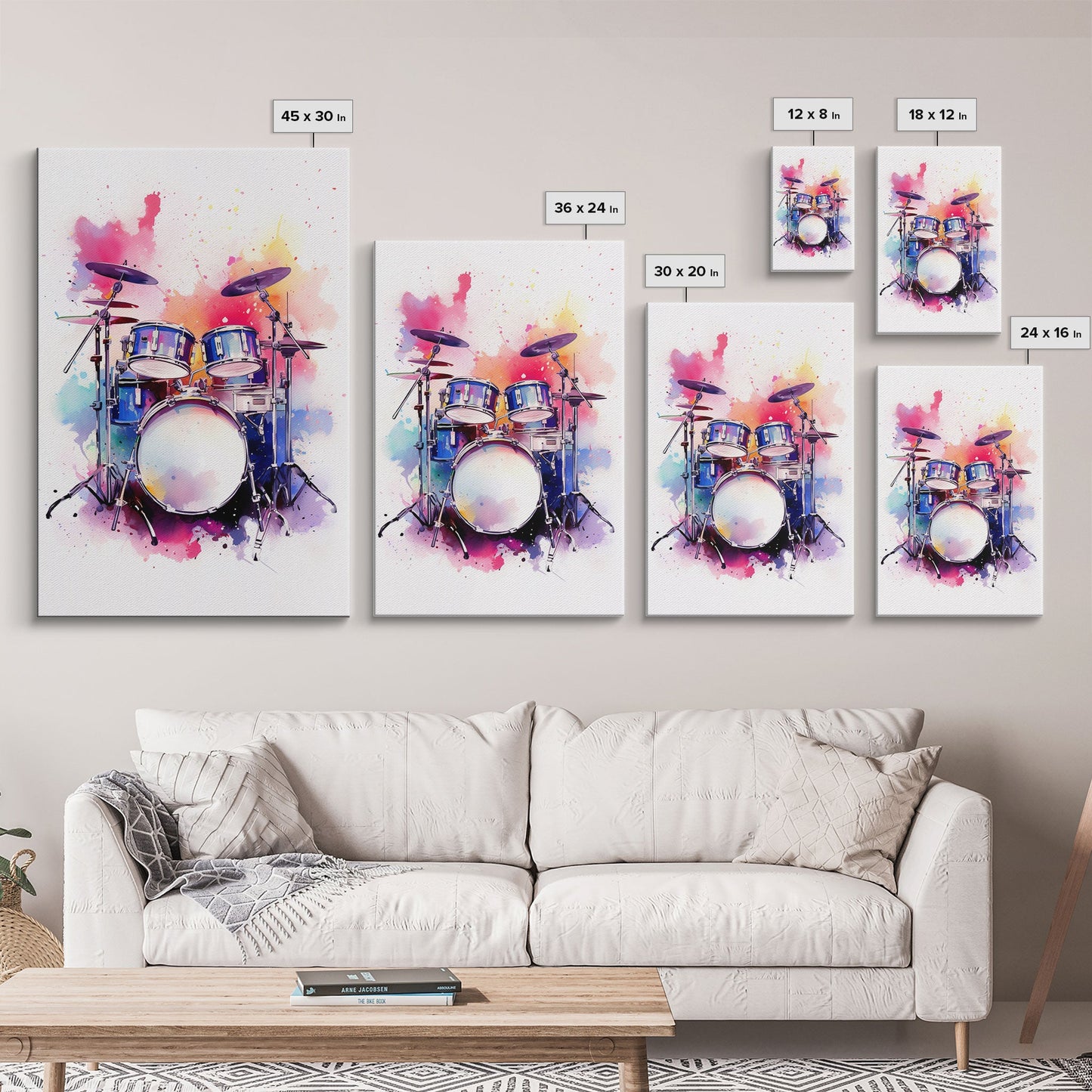 Drum Art, Gift For Drummer, Framed Canvas Print, Studio Art, Music Studio Decor, Drum Set