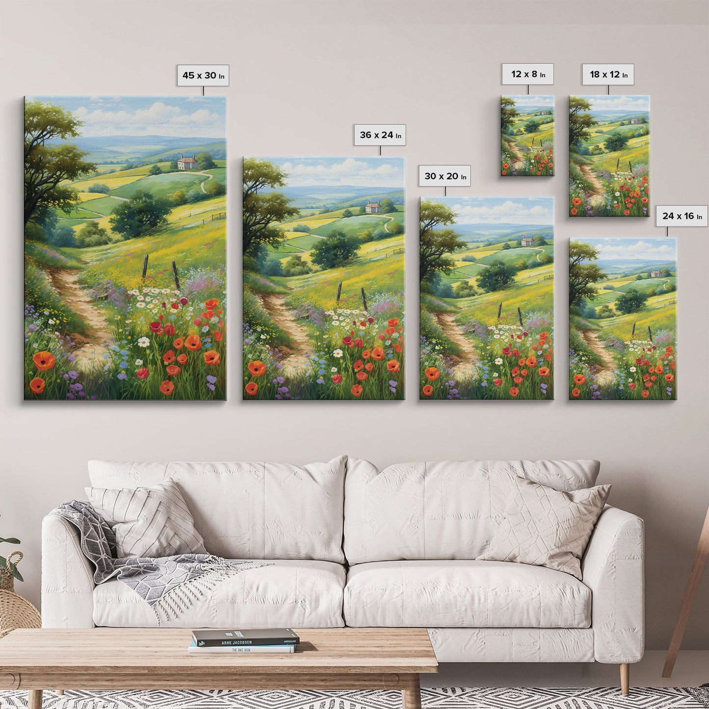 Countryside Wall Art, Wildflowers Wall Art, Meadow Wall Print, Canvas Print, Wall Art, Vertical Art, Country Wall Art, Landscape Art