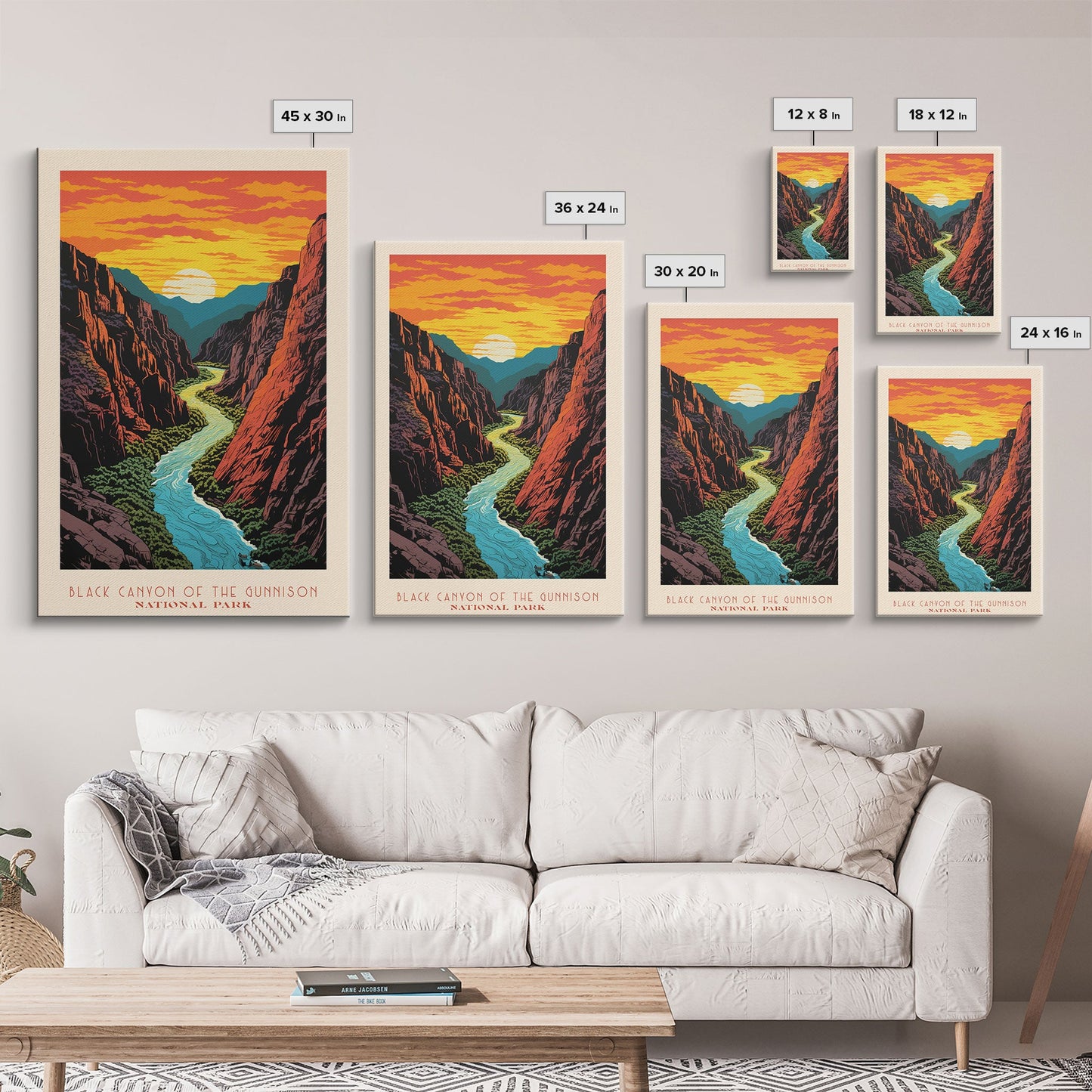 Black Canyon Of The Gunnison National Park, Framed Wall Art Canvas Print, Travel Poster, Colorado Travel Art, Roadtrip Decor, Cool Art