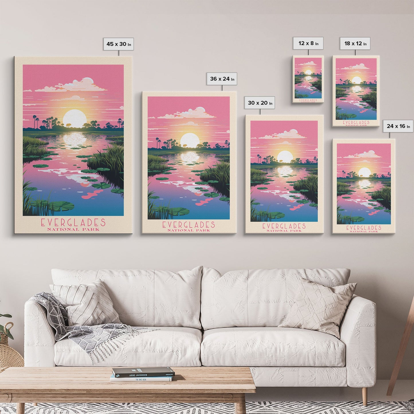 Everglades National Park Florida Travel Art, National Park Print, Minimalist Travel Art, Midcentury Modern Style Landscape Painting