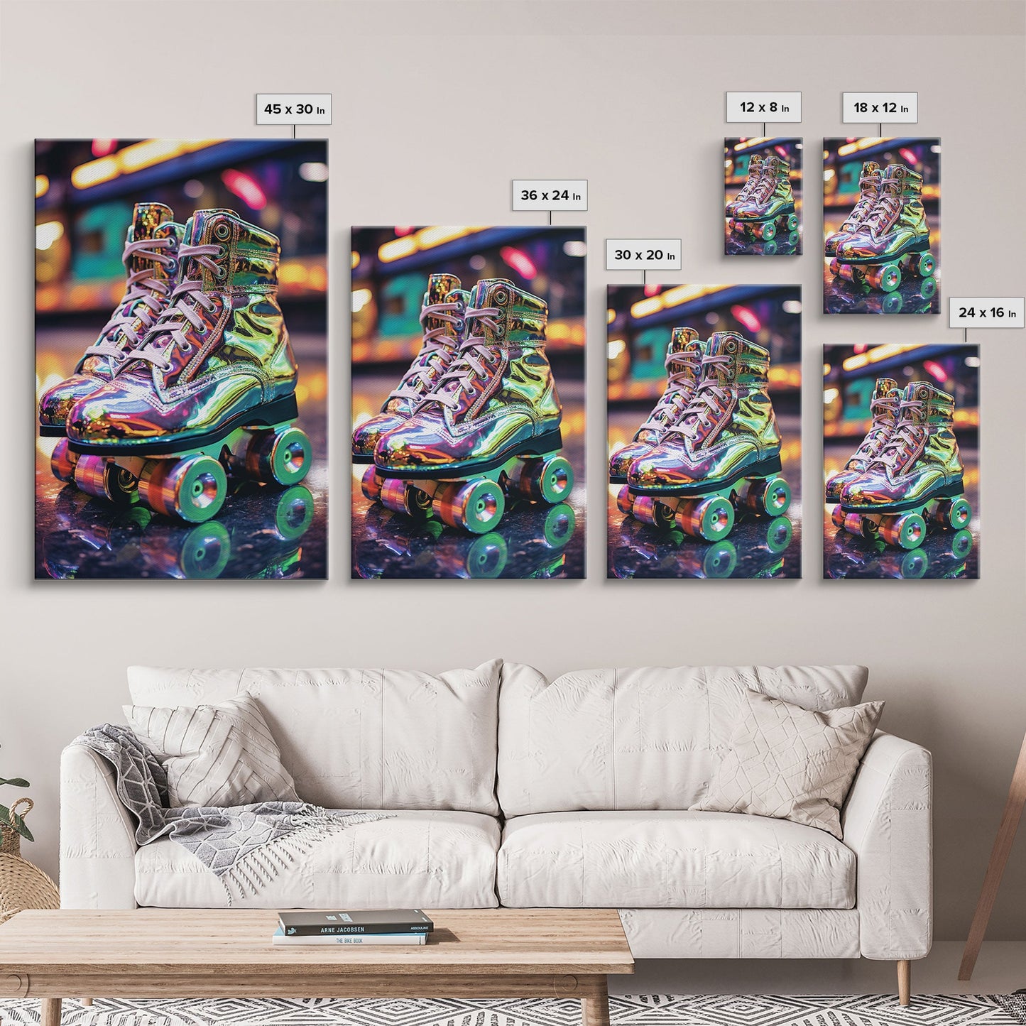 Roller Skates, Roller Derby, Retro Wall Art, Canvas Print, Wall Hanging, Portrait Art, Preppy Wall Art, Anniversary Gift, Office Prints