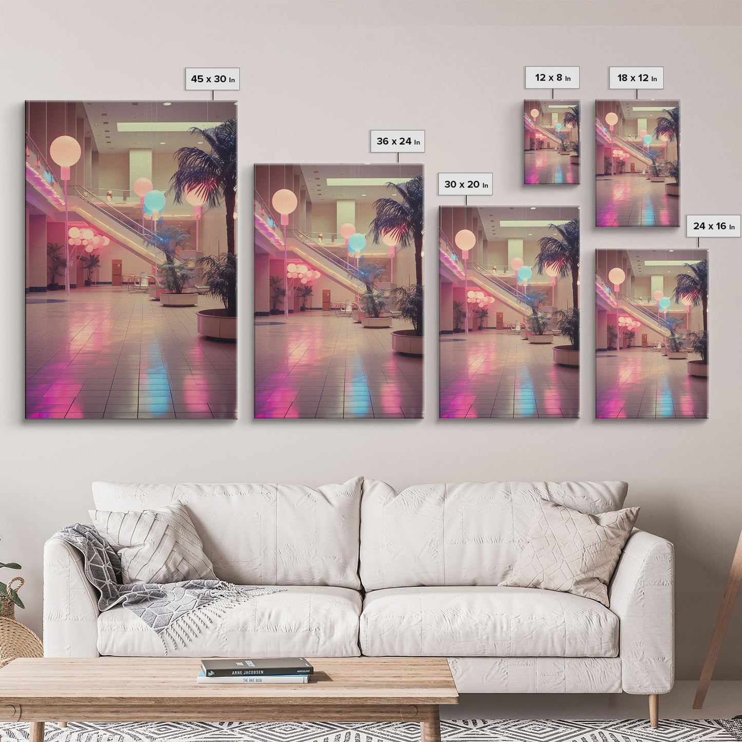 Photo Of A 1980s Mall, Framed Canvas Print, Liminal Spaces, Vaporwave Aesthetic Wall Art, Game Room Decor