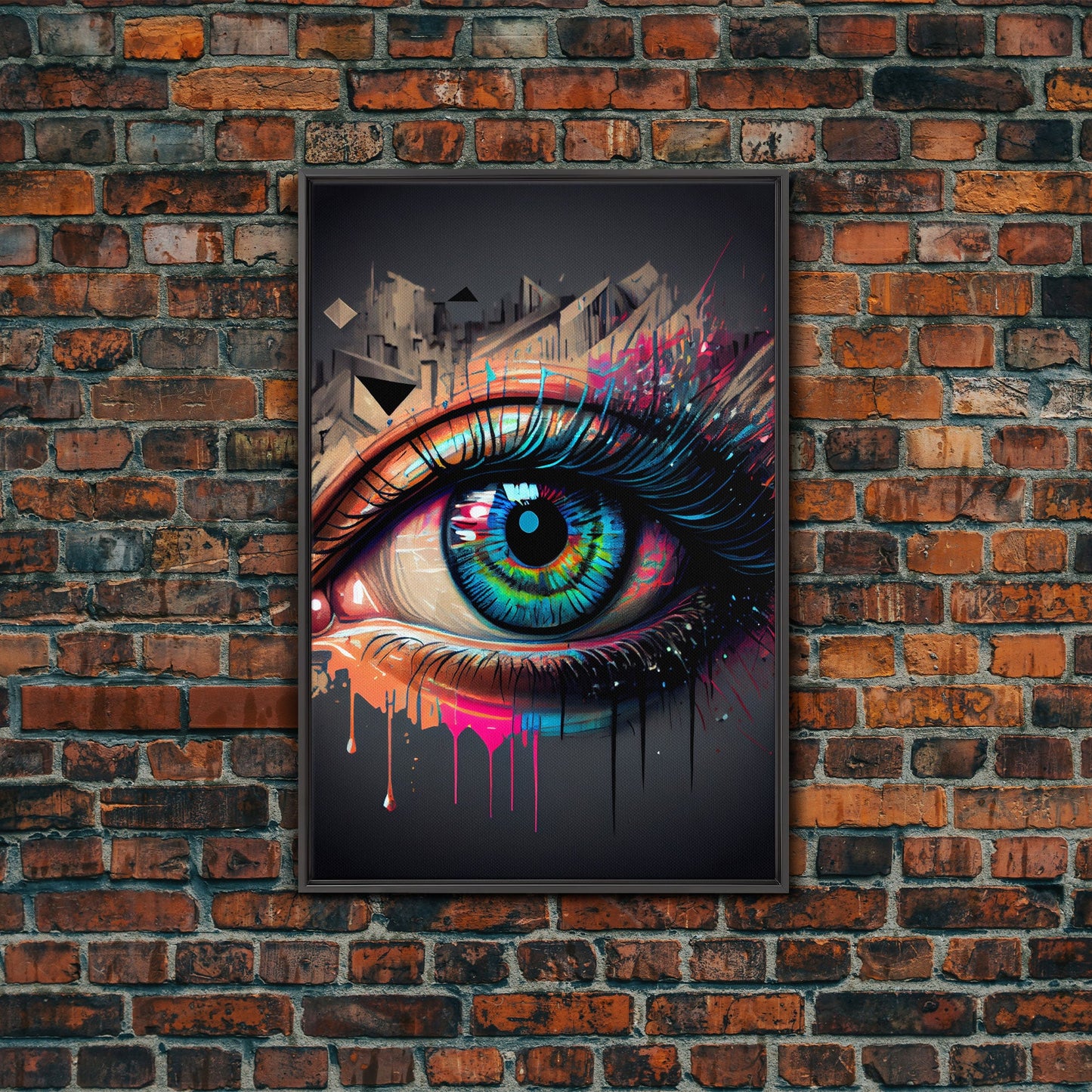Vibrant Graffiti Style Eye Wall Art Canvas Print - Street Art Inspired Graphic Illustration Artwork