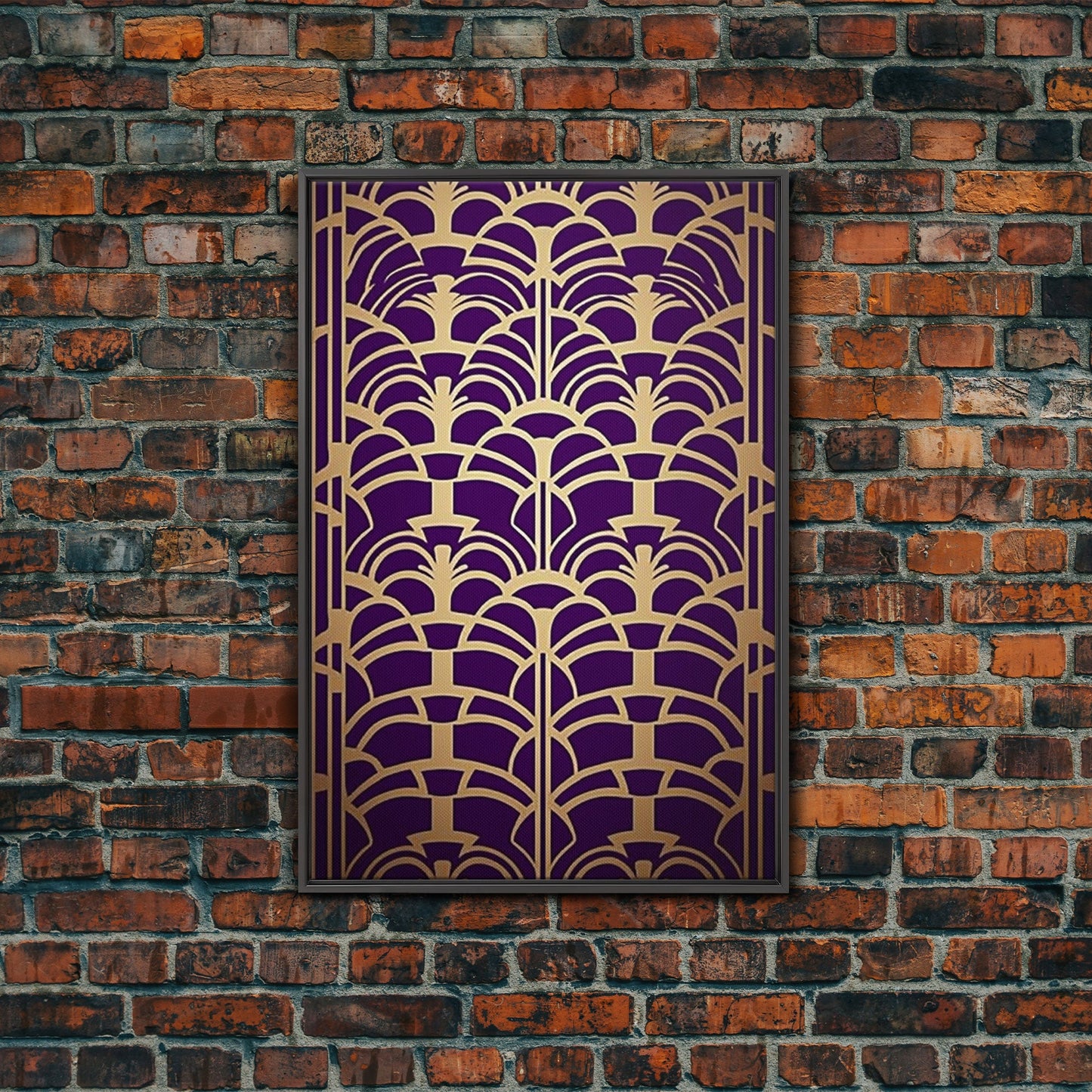 Midcentury Modern Wall art - Framed Canvas Print - Art Deco-  Office decor - Purple & gold art - Ornament art - Abstract art - Geometric art