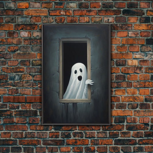 The Ghost In The Window, Vintage Canvas, Art Canvas Print, Dark Academia, Haunting Ghost, Halloween Decor, Spooky Gothic Decor