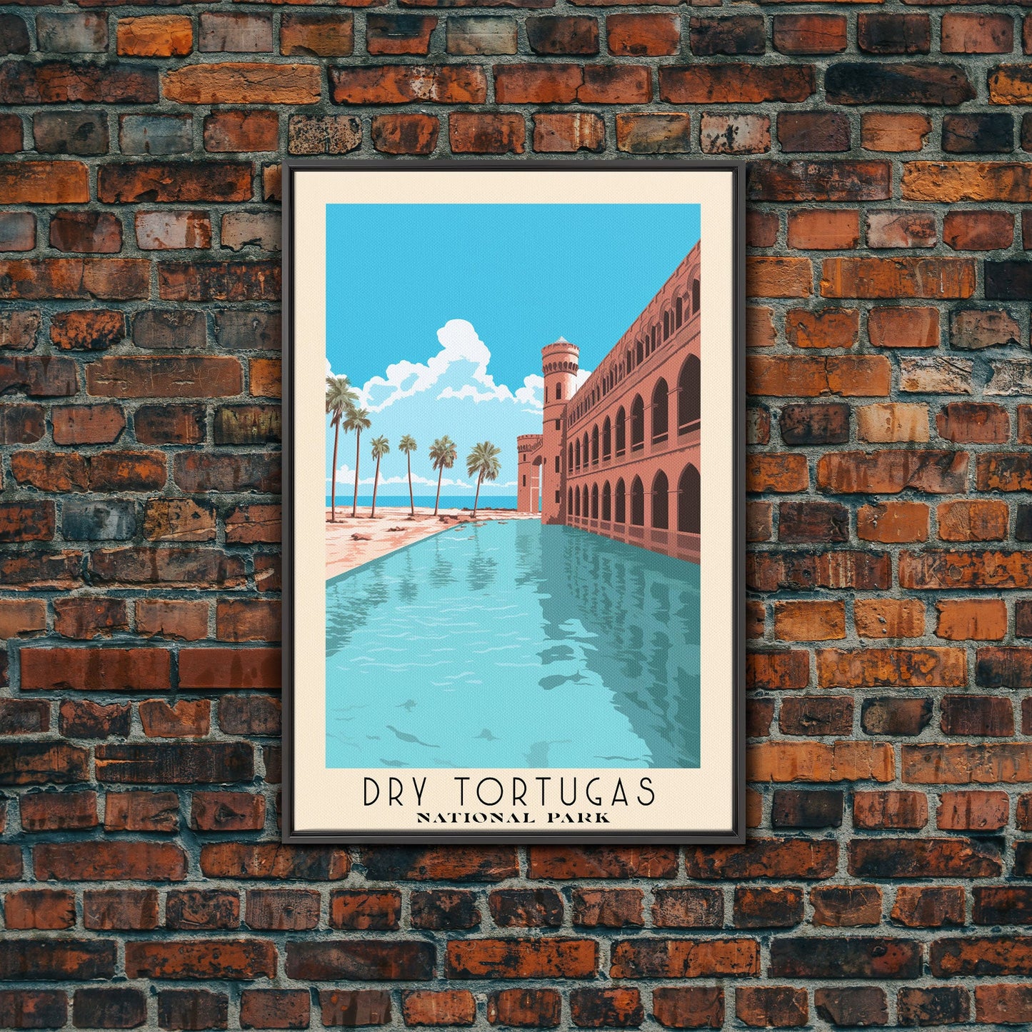 Dry Tortugas National Park Florida Travel Art, National Park Print, Minimalist Travel Art, Midcentury Modern Style Landscape Painting