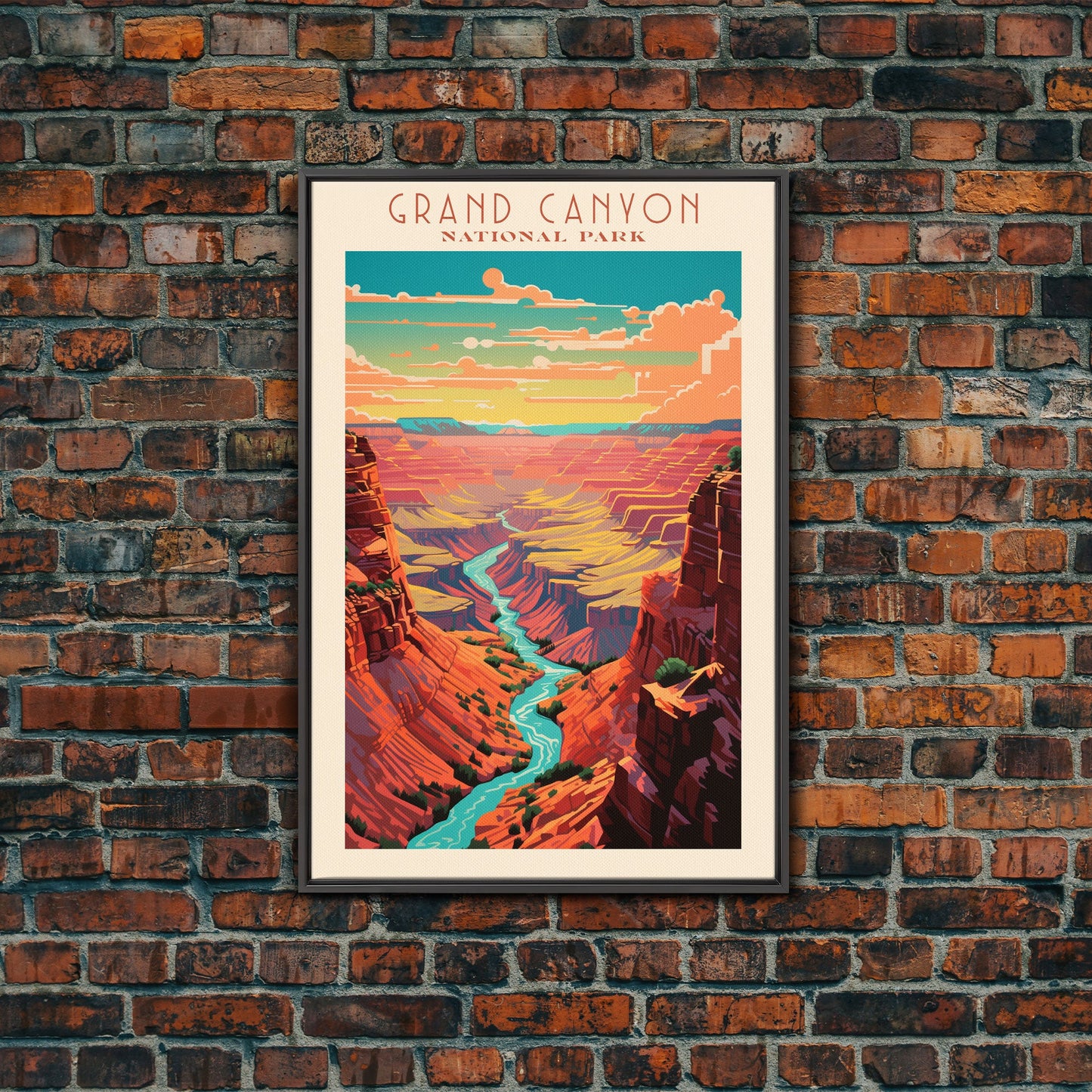 Grand Canyon National Park Arizona Travel Art, National Park Print, Minimalist Travel Art, Midcentury Modern Style Landscape Painting