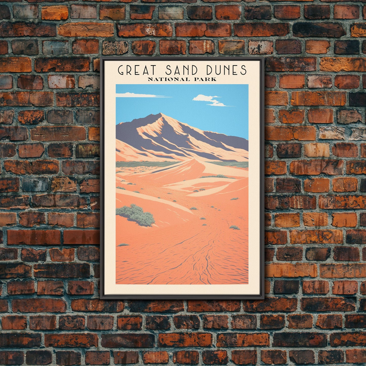 Great Sand Dunes National Park Travel Poster Art, Canvas Print Wall Art, Colorado Travel Art, Midcentury Modern Travel Decor, MCM Wall Art