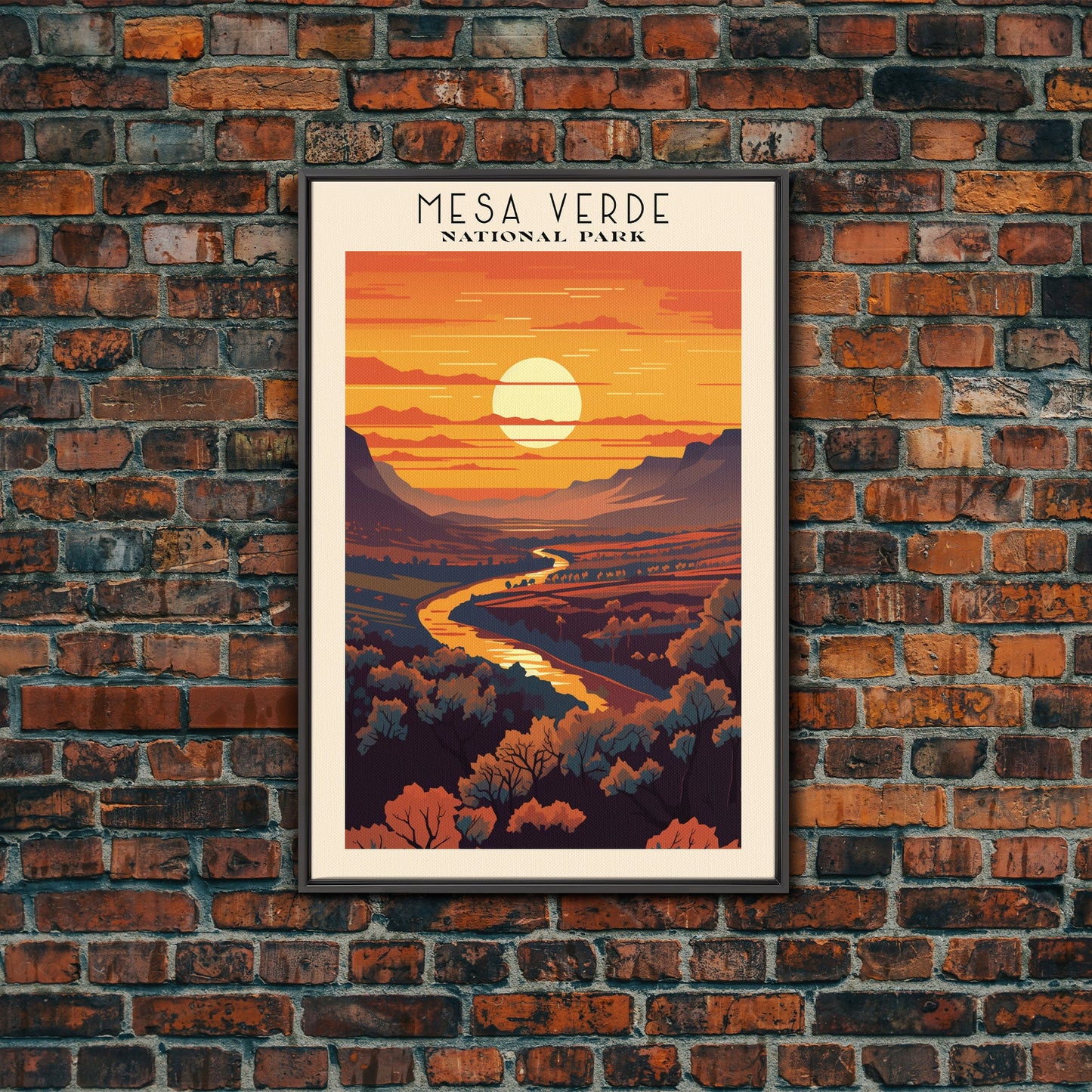 Mesa Verde National Park Colorado Travel Art, National Park Print, Minimalist Travel Art, Midcentury Modern Style Landscape Painting