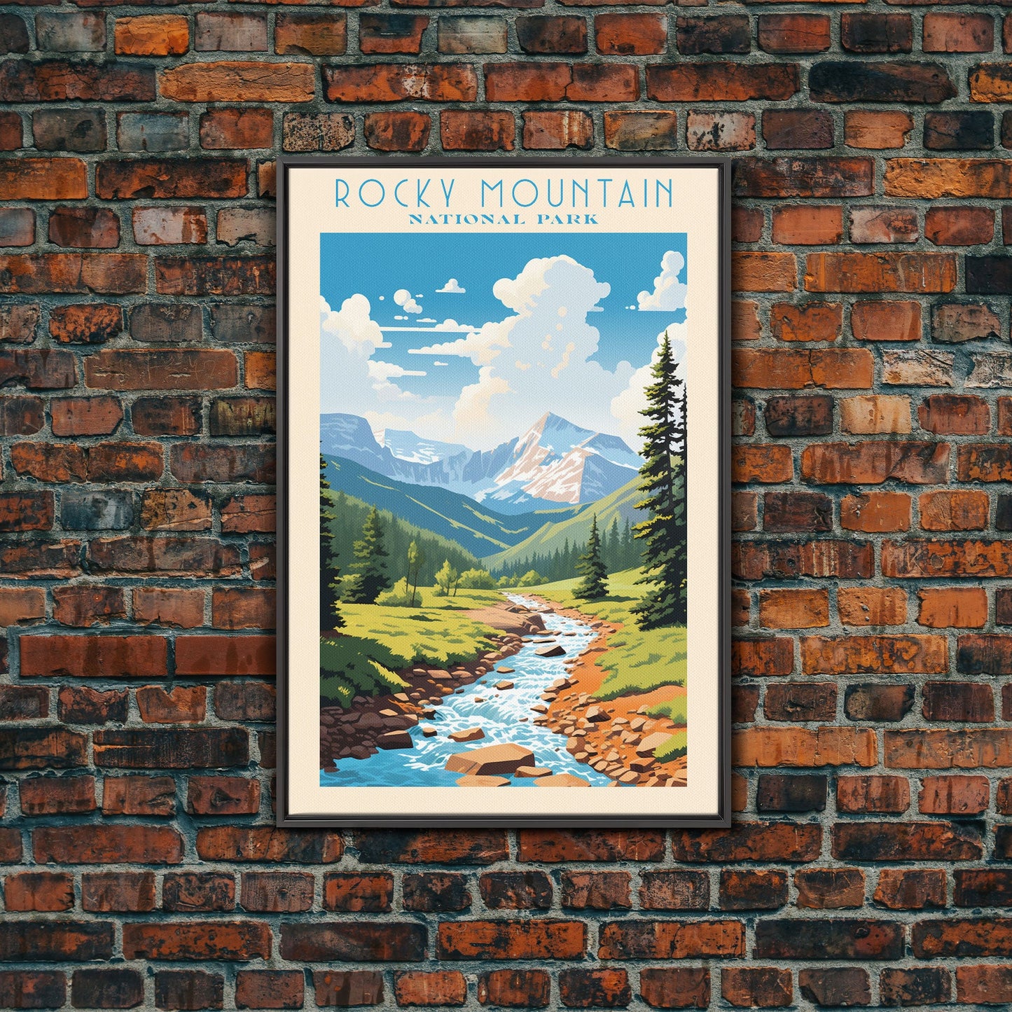 Rocky Mountain National Park, Colorado Travel Art, National Park Print, Minimalist Travel Art, Midcentury Modern Retro Style Landscape