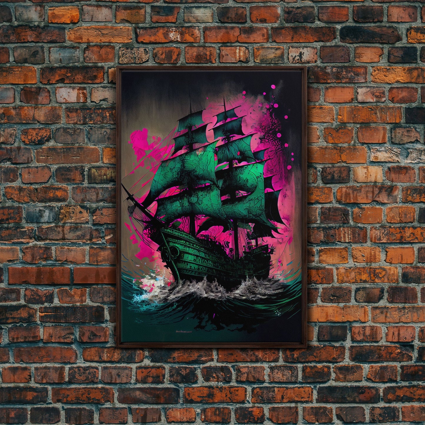 Surreal/psychedelic pirate ghost ship, fine art poster print