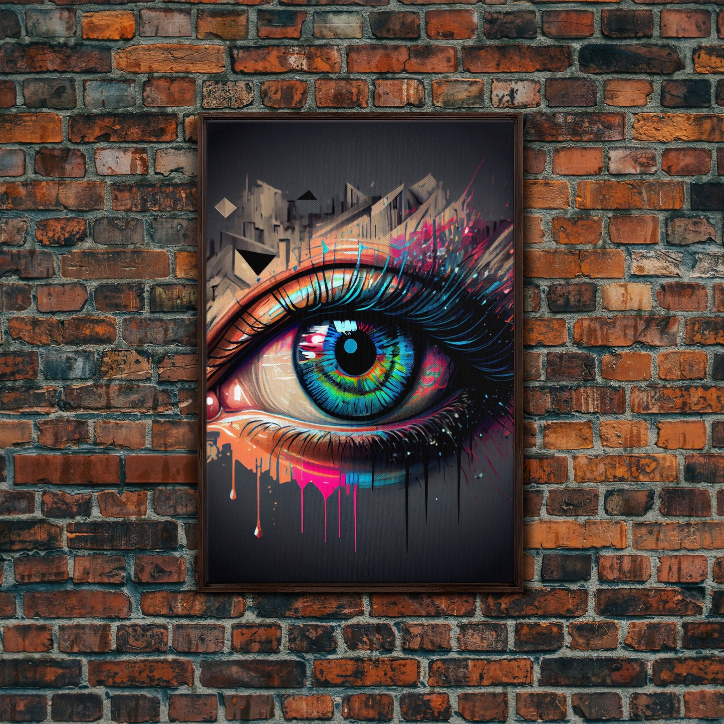 Vibrant Graffiti Style Eye Wall Art Canvas Print - Street Art Inspired Graphic Illustration Artwork