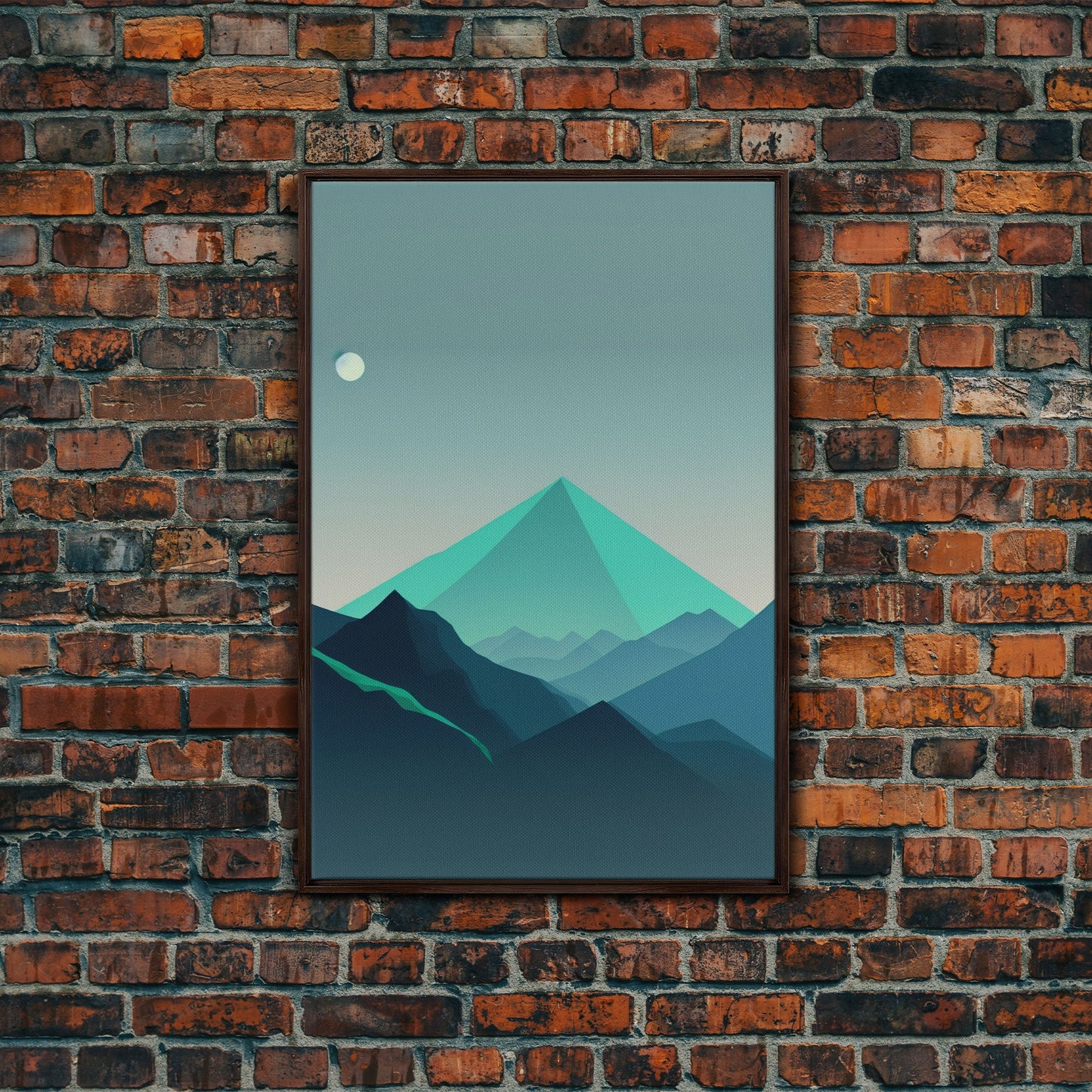Emerald Green Pacific Northwest Art, Minimalist Boho Style Forest Landscape, Framed Canvas Art, Abstract Art, Green Mountains