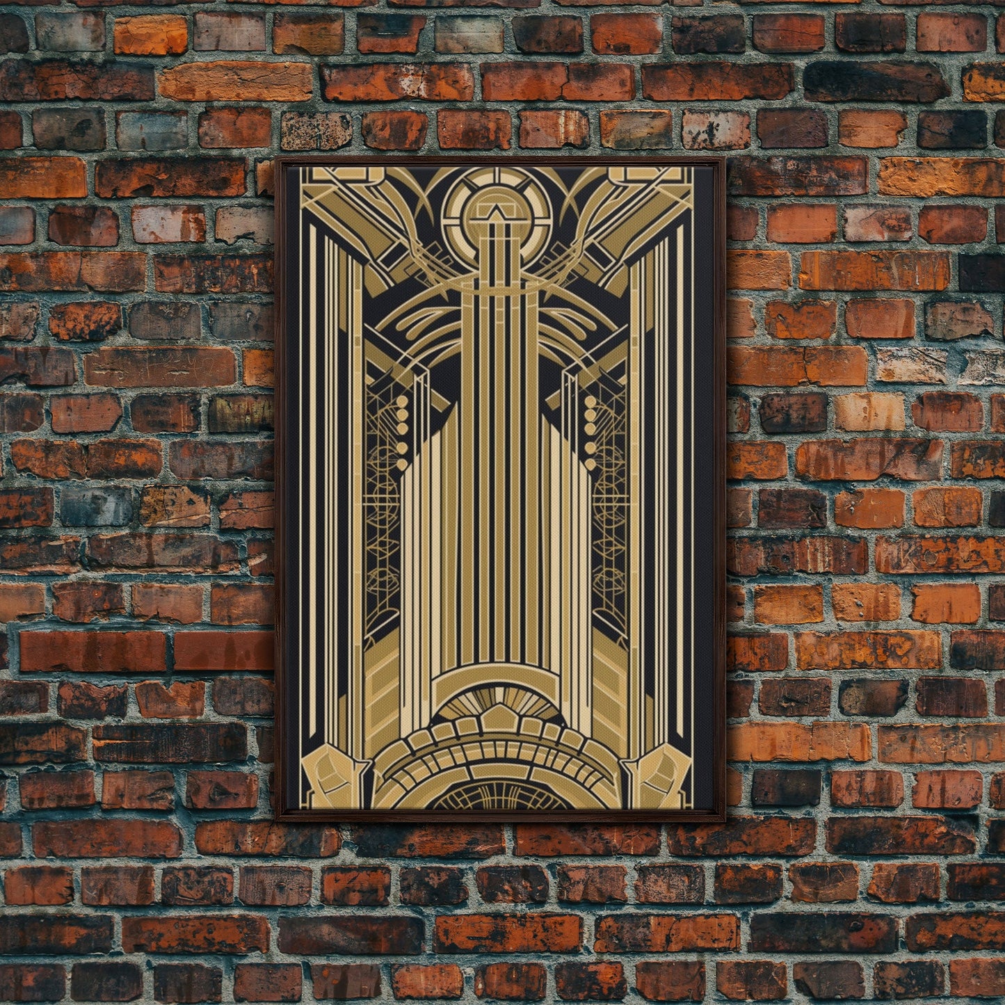 Art Deco Pattern Wall art - Framed Canvas Print - Art Deco - Gold & black art - Wonderful art - Lines art - Geometric art - Office wall art