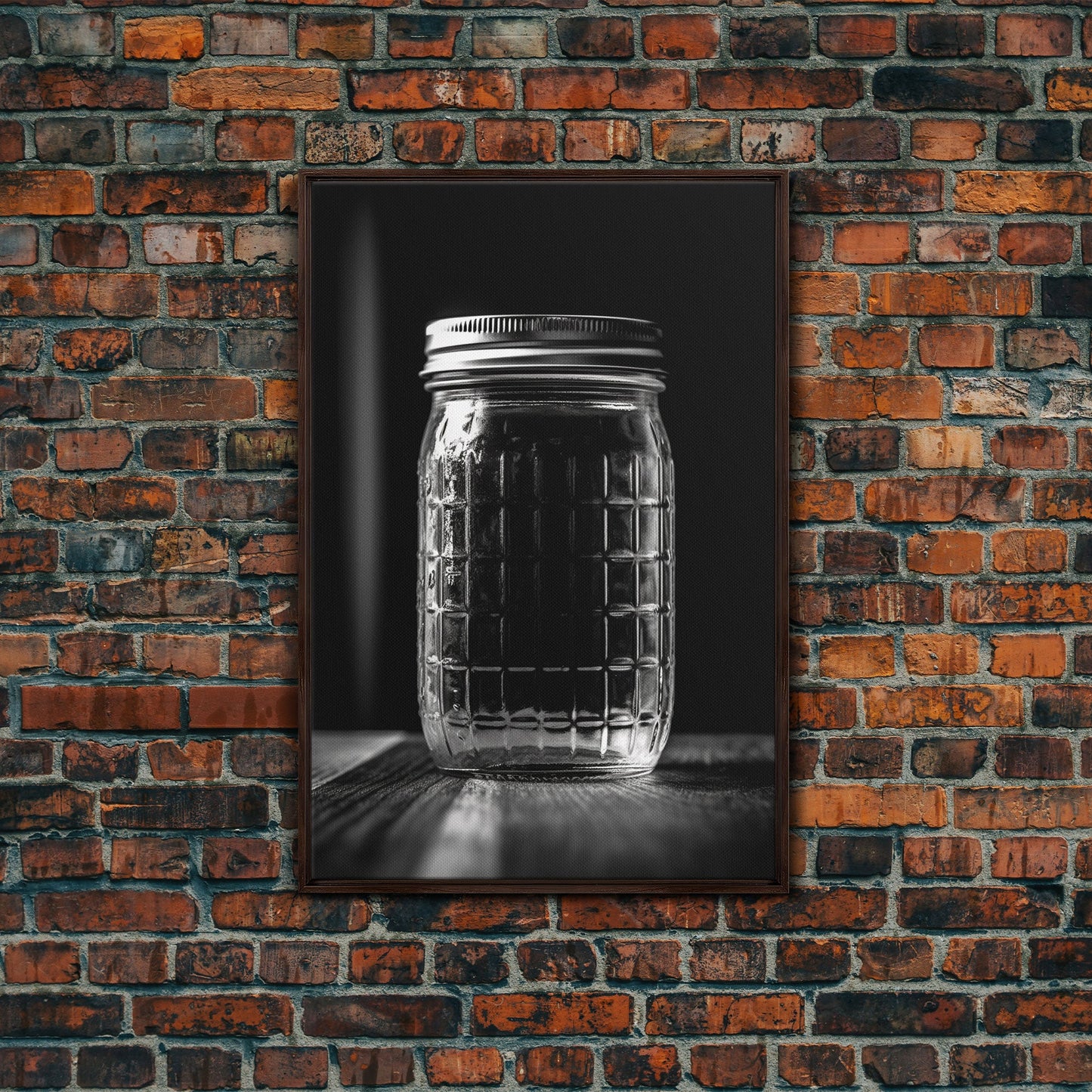 Mason Jar Wall Art, Jar Art Print, Black And White Art, Minimalist Art, Wall Decor, Canvas Art, Wall Art, Framed Canvas Wall Decor