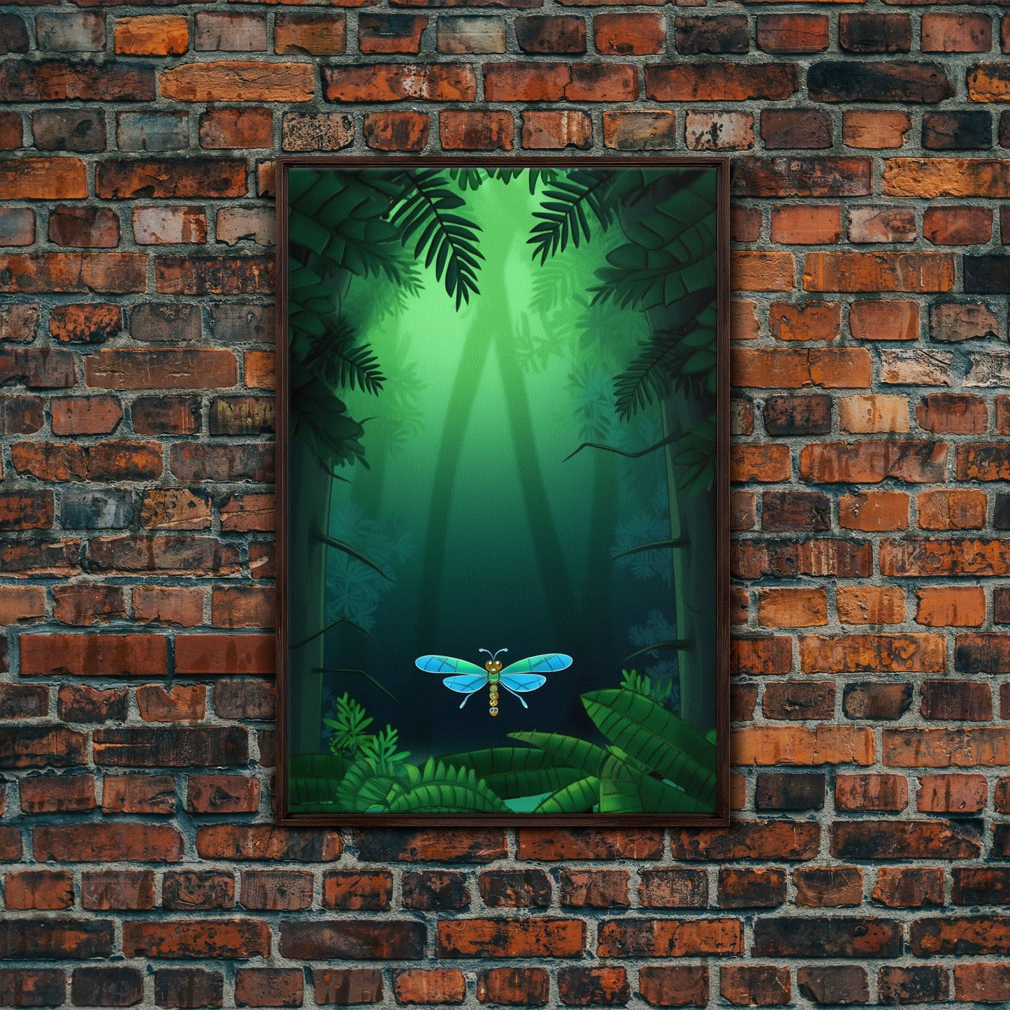 Dragonfly Wall Art, Nature Wall Decor, Woods, Trees, Green Art, Minimalist Print, Wall Decor, Canvas Print, Wall Art, Framed Canvas
