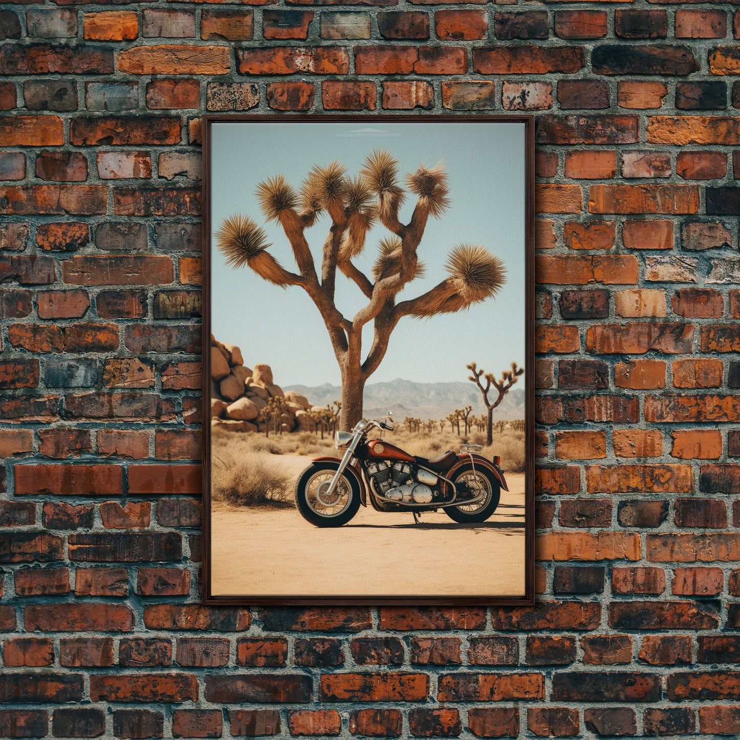 Motorcycle Wall Art, Cactus Wall Art, Desert Wall Art, Canvas Print, Wall Hanging, Portrait Art, Office Wall Decor, Above Bed Art, RV Decor