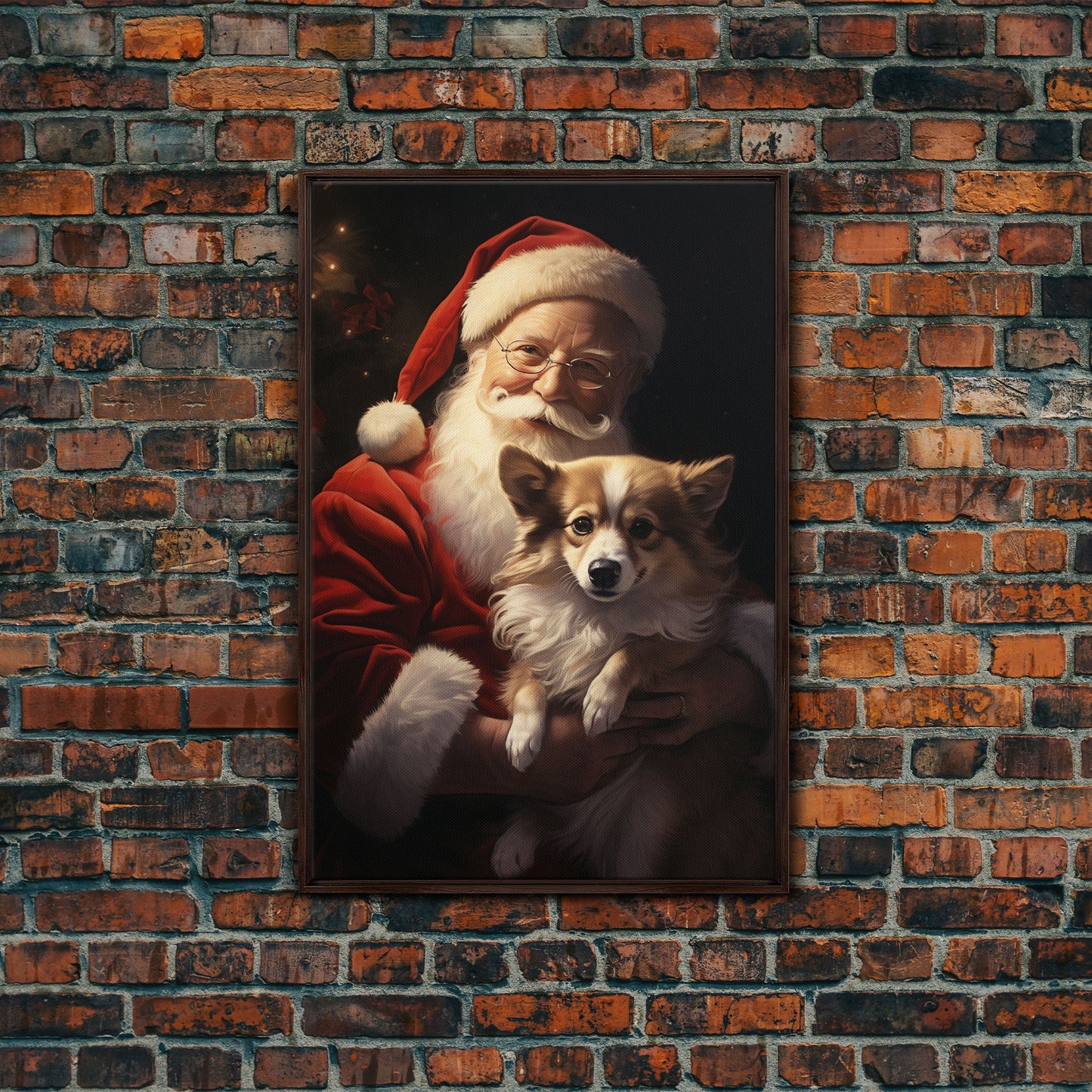 Santa Claus And His Corgi, Christmas Wall Art, Christmas Dog, Winter Wall Art, Santa Decor, Santa Art Print, Farmhouse Christmas