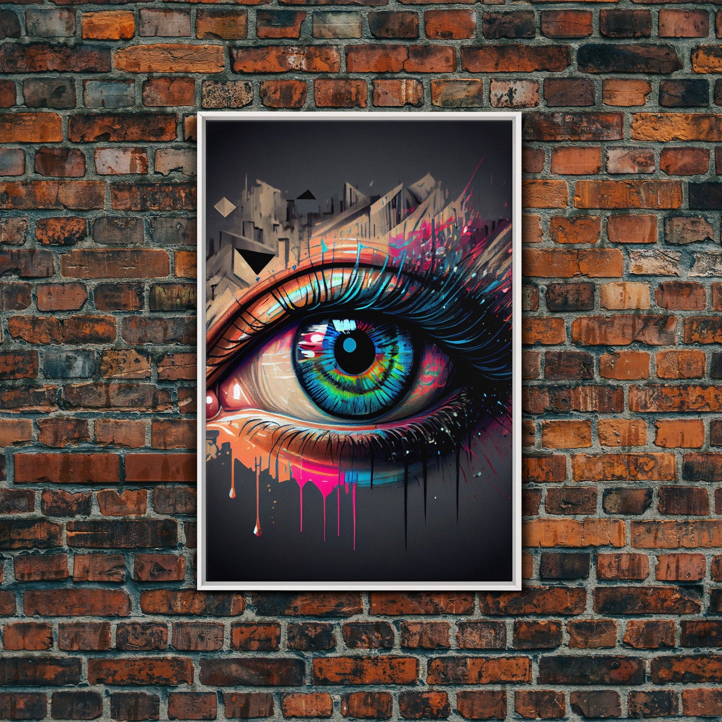 Vibrant Graffiti Style Eye Wall Art Canvas Print - Street Art Inspired Graphic Illustration Artwork
