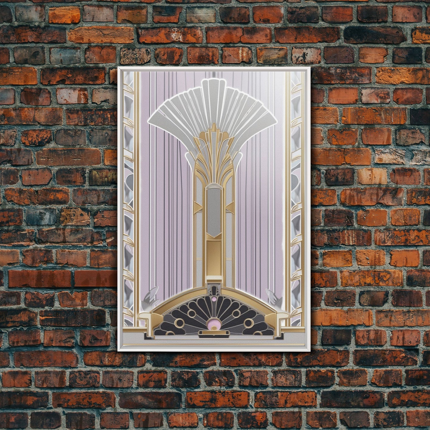Art Deco Wall art, Framed Canvas Print, Art Deco, Gold art, Pastel colors, Midcentury Modern, Office decor, Living room art, Beautiful art