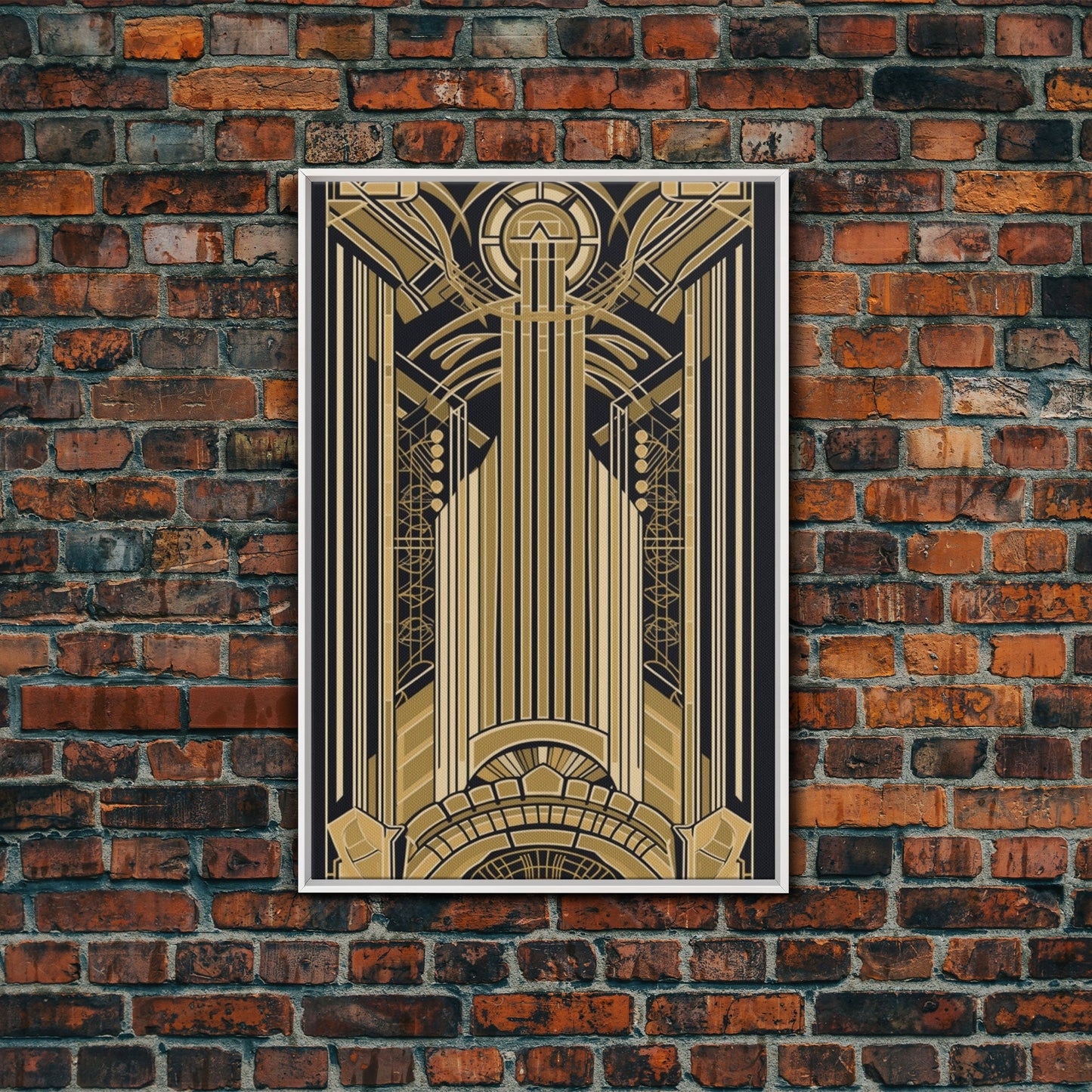 Art Deco Pattern Wall art - Framed Canvas Print - Art Deco - Gold & black art - Wonderful art - Lines art - Geometric art - Office wall art