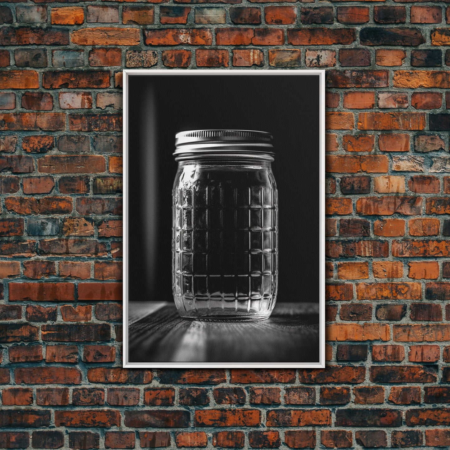 Mason Jar Wall Art, Jar Art Print, Black And White Art, Minimalist Art, Wall Decor, Canvas Art, Wall Art, Framed Canvas Wall Decor
