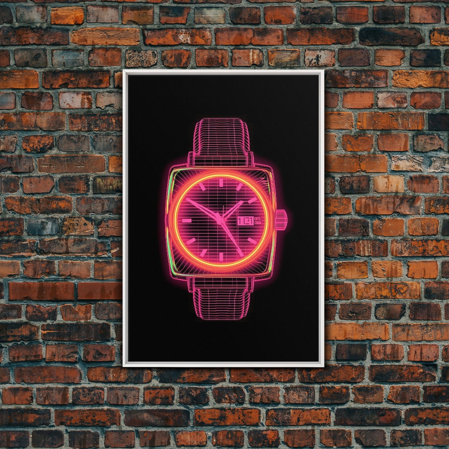 Vaporwave Wrist Watch Wall Decor, Vibrant Watch Wall Art, Minimalist Print, Wall Decor, Canvas Print, Wall Art, Framed Canvas