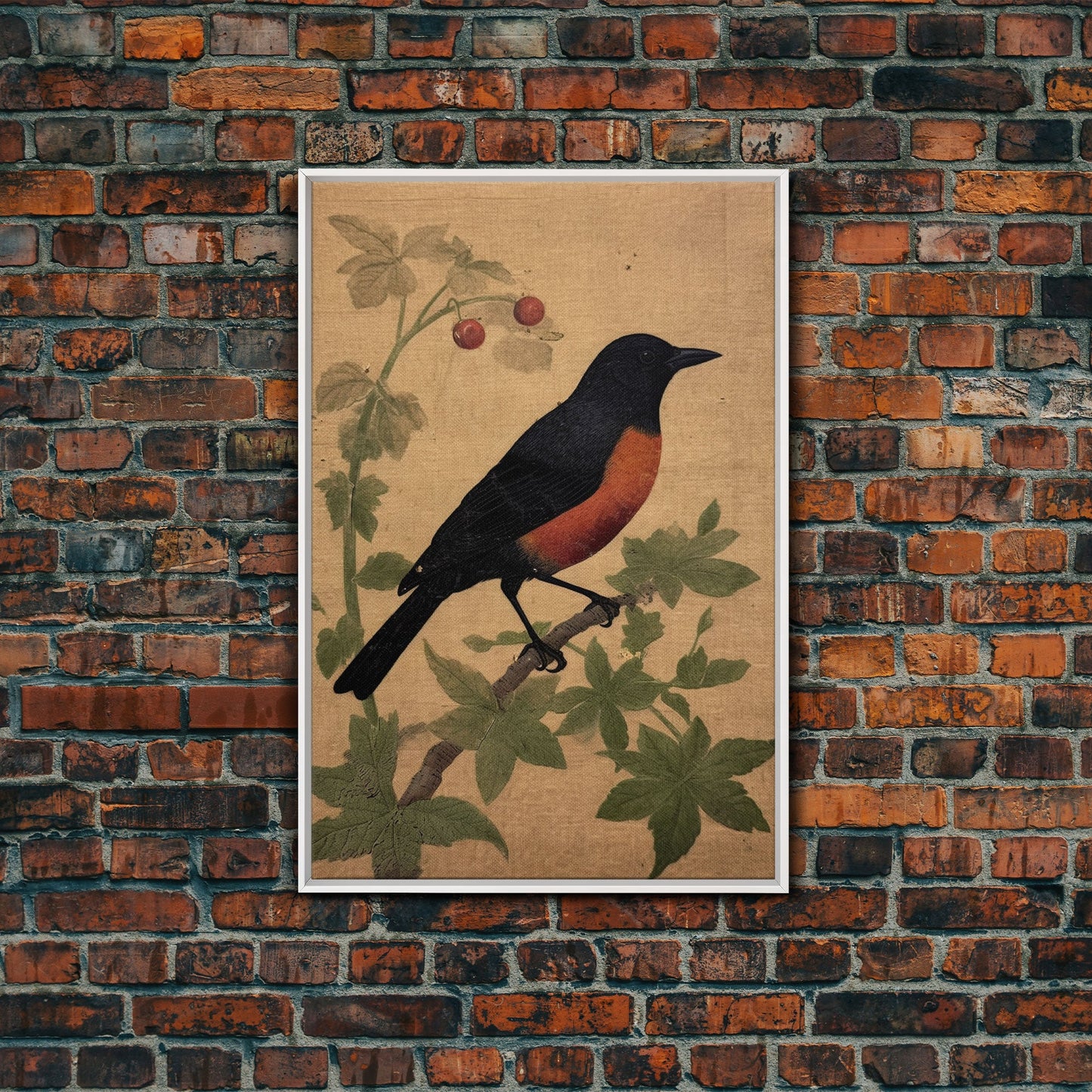 Oriole Wall Decor, Black And Orange Bird Wall Art, Animal Wall Art, Minimalist Print, Wall Decor, Canvas Print, Wall Art, Framed Canvas