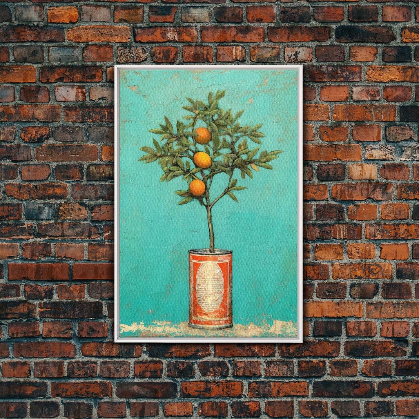 Orange Plant In Can Wall Decor, Fruit Wall Art, Kitchen Wall Art, Minimalist Wall Art, Wall Decor, Canvas Print, Wall Art, Framed Canvas Art
