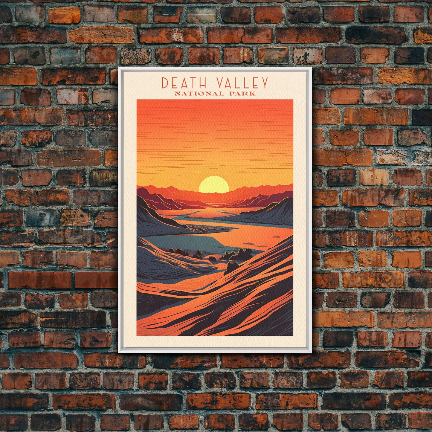 Death Valley National Park California Travel Art, National Park Print, Minimalist Travel Art, Midcentury Modern Style Landscape Painting