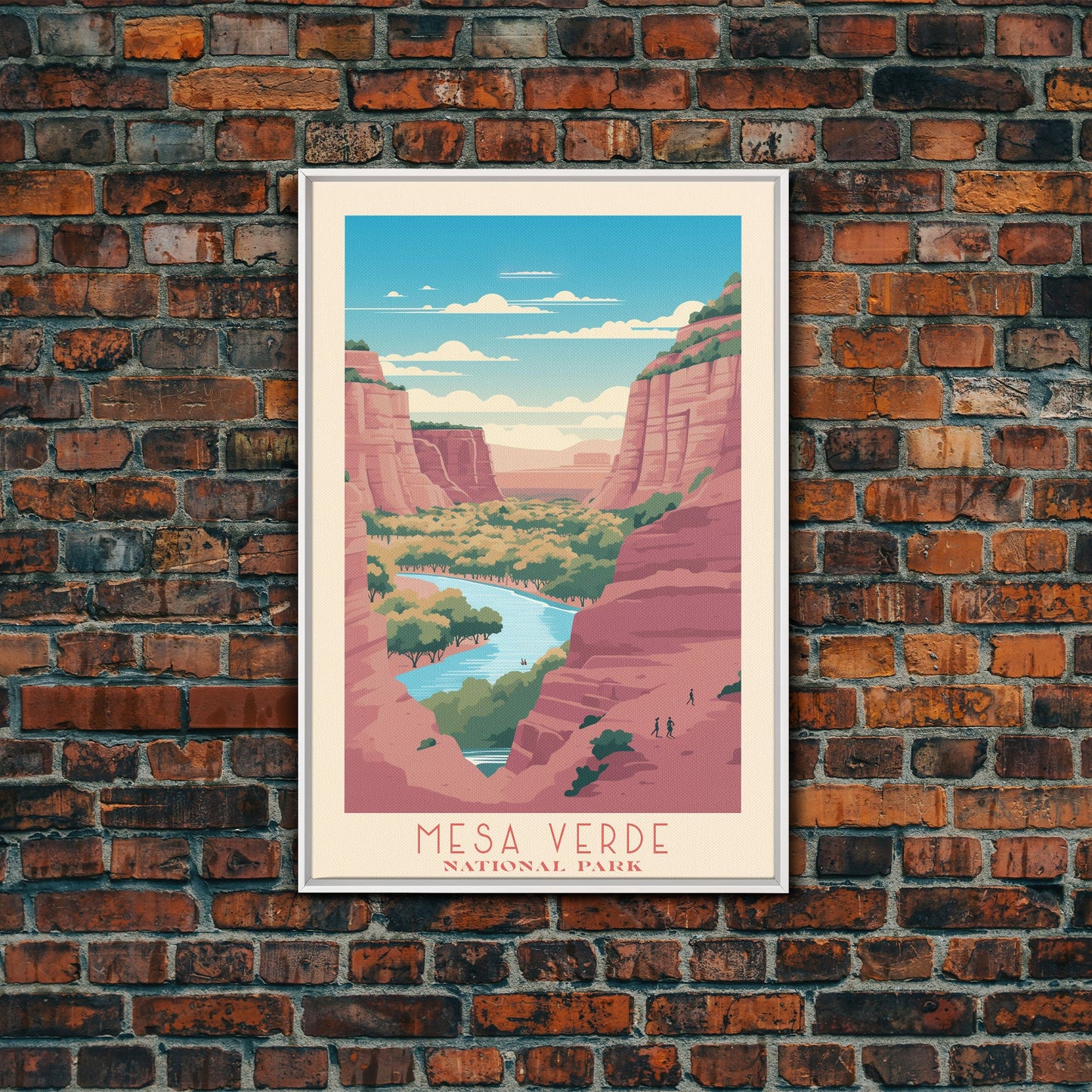 Mesa Verde National Park Colorado Travel Art, National Park Print, Minimalist Travel Art, Midcentury Modern Style Landscape Painting