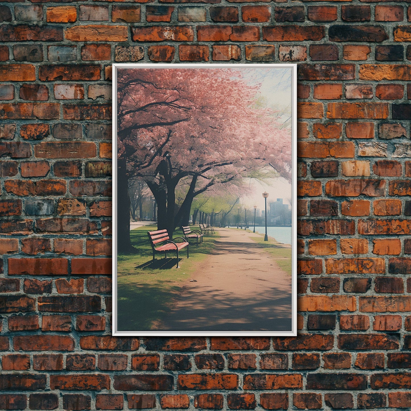 Nature Wall Art, Park Wall Print, Cherry Blossoms, Canvas Print, Wall Hanging, Portrait Art, Bookshelf Decor, Appreciation Gift, Office Art