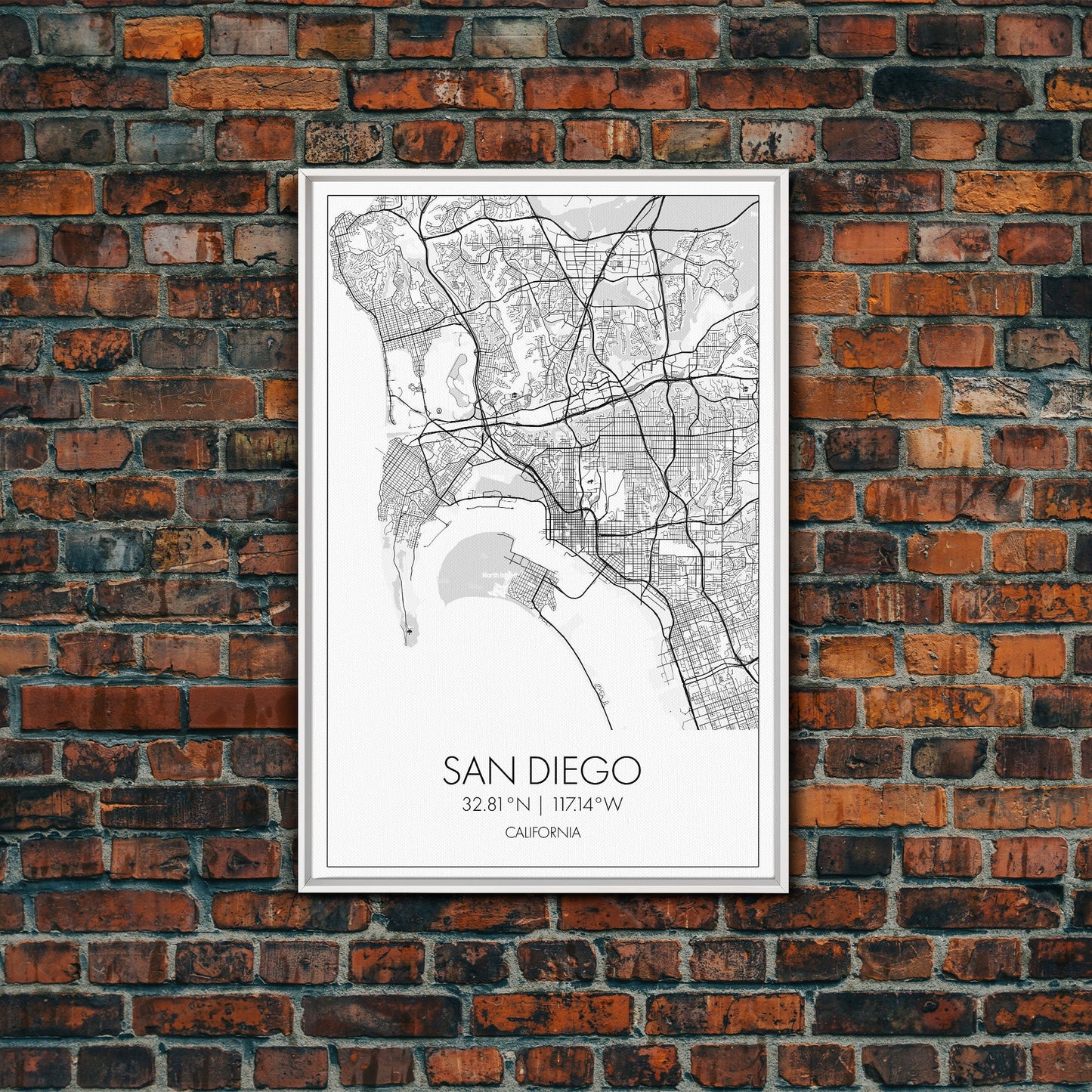 San Diego Street Map, California Map, City Map Print, Minimalist Art, Wall Art, Canvas Print, Office Wall Art, Best Friend Gifts, Travel Art