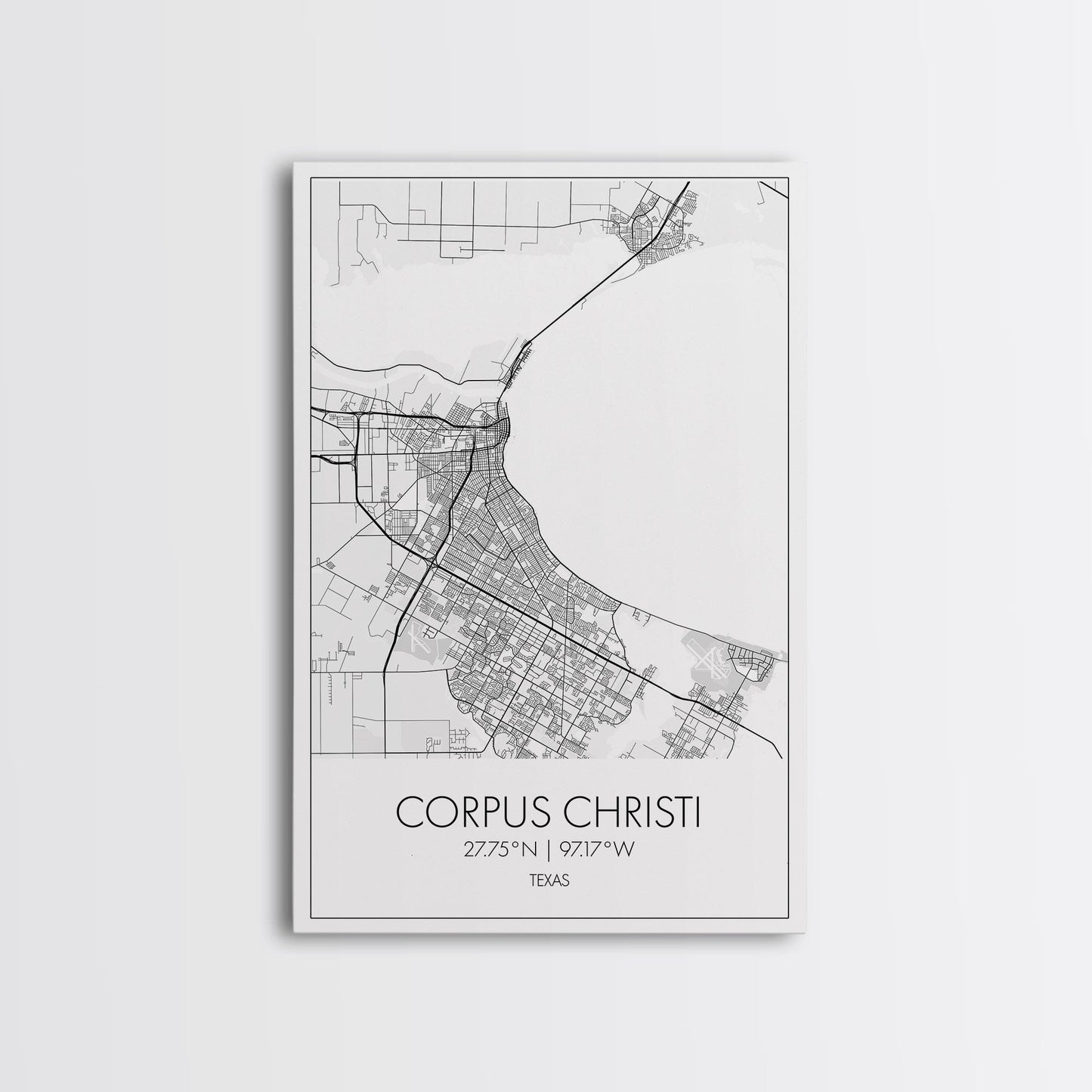Corpus Christi Street Map, Texas Map, City Map Art, Minimalist Art, Wall Art, Canvas Print, Travel Wall Décor, Gift For Dad, Office Décor