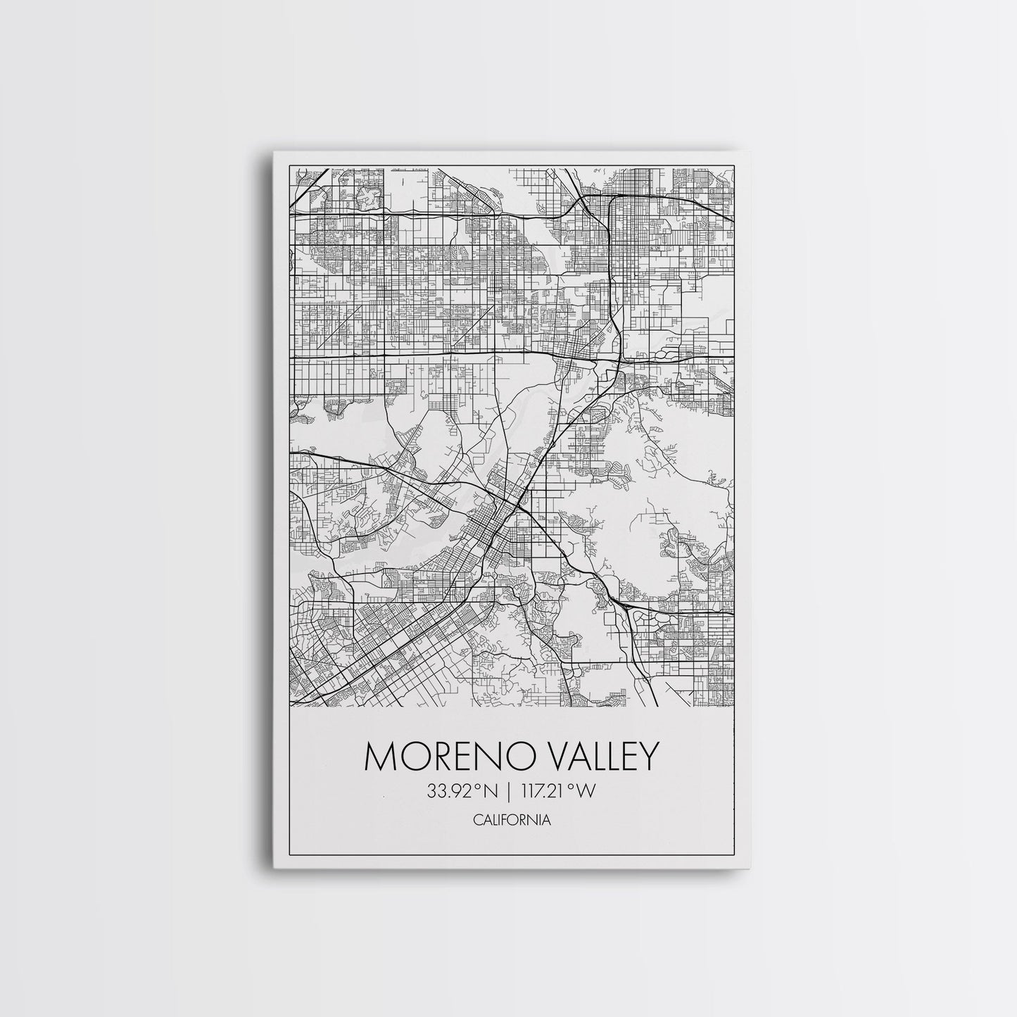 Moreno Valley Street Map, California Map, City Map Art, Modern Art, Wall Art, Canvas Print, Wall Art For Bedroom, Couple Gift, Travel Print
