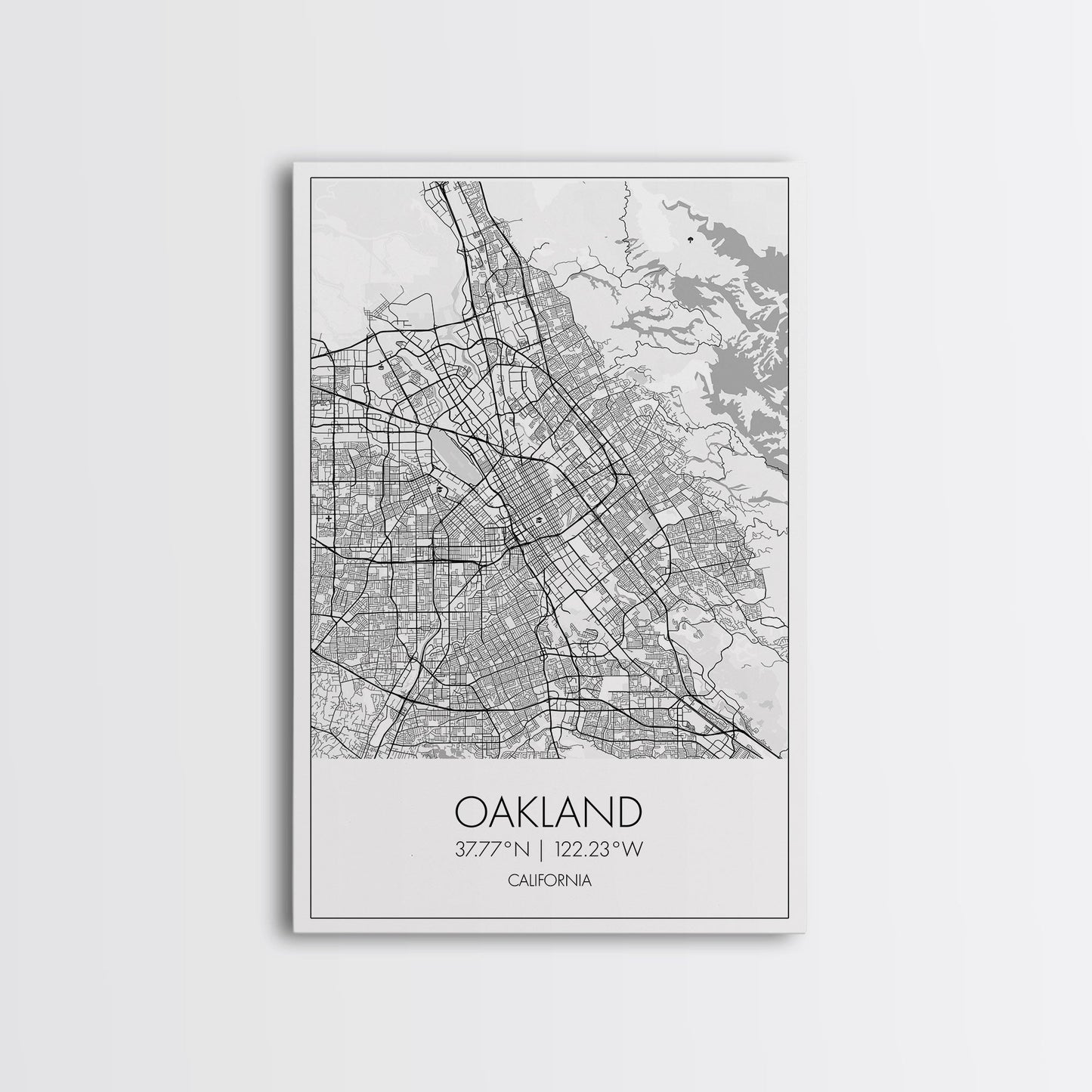 Oakland Street Map, California Map, City Map Art, Modern Art, Wall Art, Canvas Print, Living Room Art, Gift For Her, Adventure Wall Art