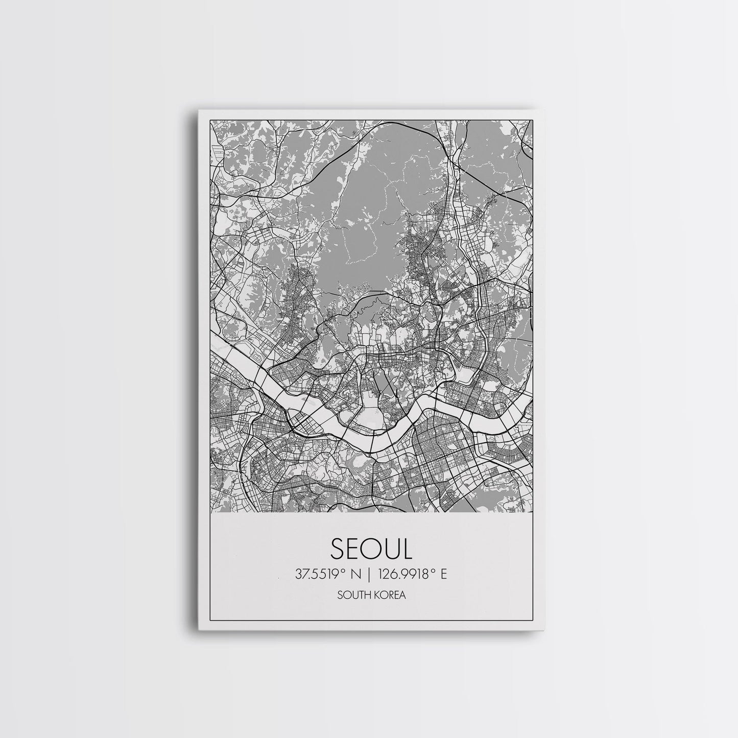 Seoul Street Map, South Korea Map, Asia City Map Print, Minimalist Art, Wall Art, Canvas Print, Travel Gift For Women, Travel Wall Décor