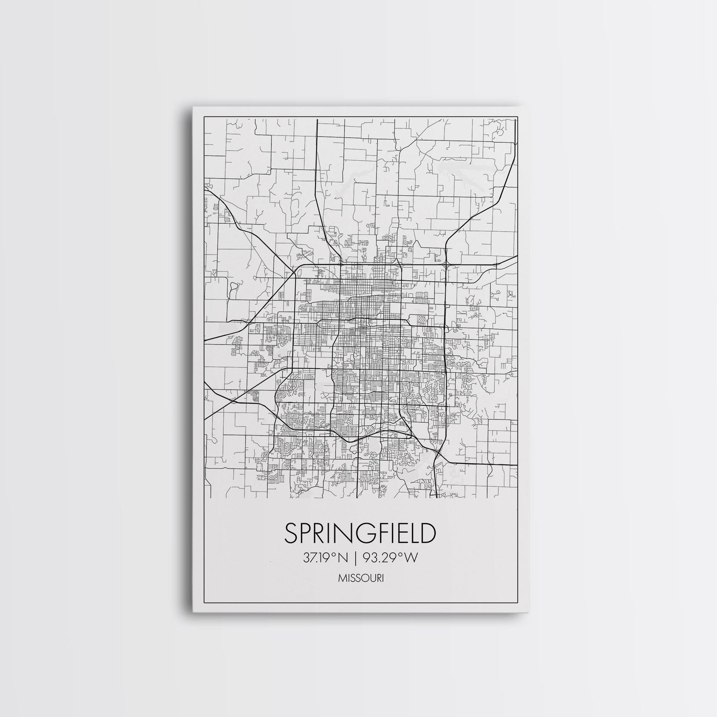 Springfield Street Map, Missouri Map, City Map Print, Modern Wall Art, Wall Art, Canvas Print, Bedroom Wall Décor, Gifts For Couple