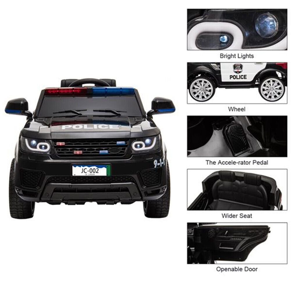 3-Speed Kids Police SUV Ride-On Car with Remote Control, Lights, and Music - Perfect Xmas Gift!