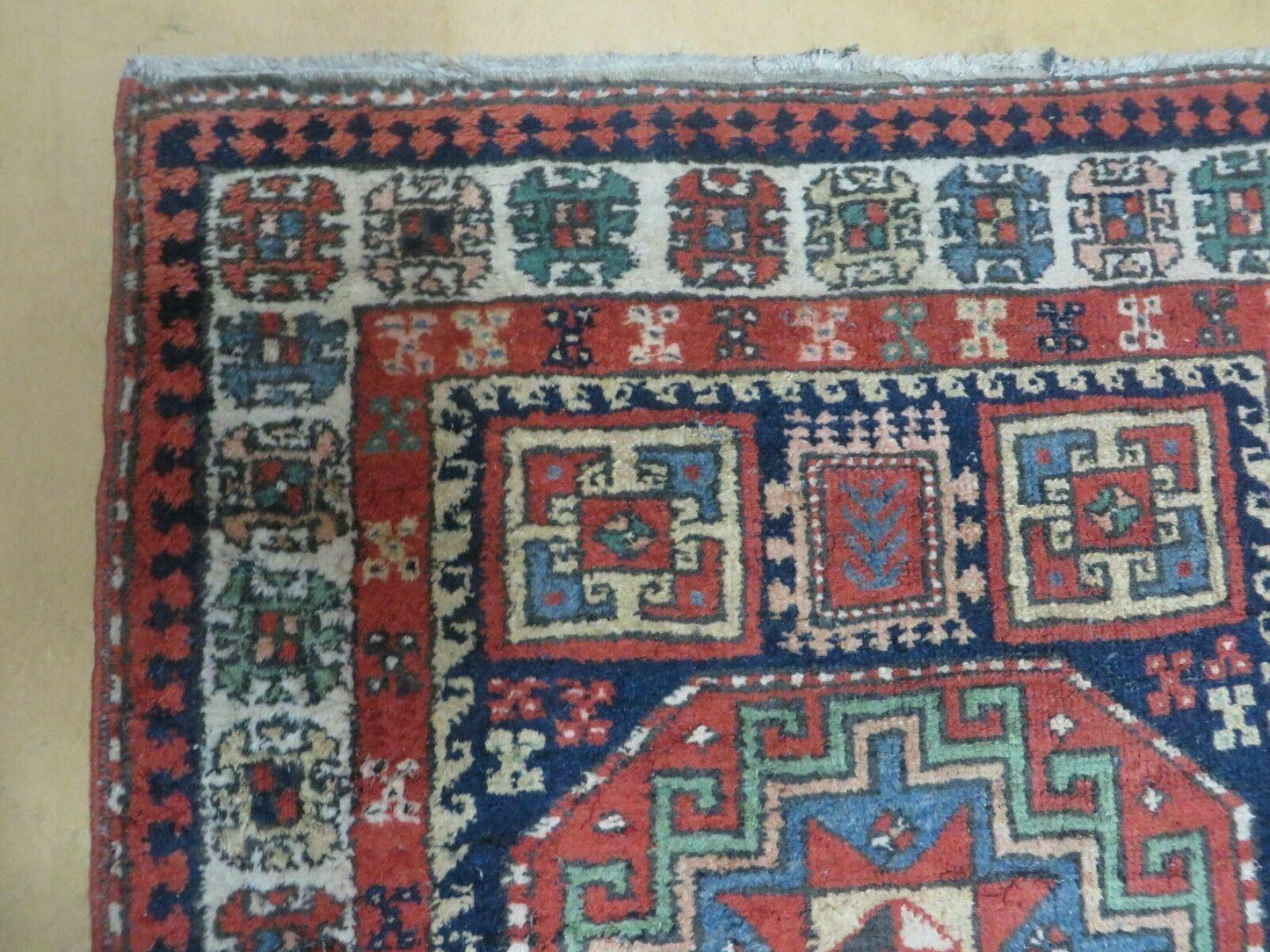 3 '4" X 10' Vintage Handmade Turkish Kazak Caucasian Wool Runner Rug Red Nice