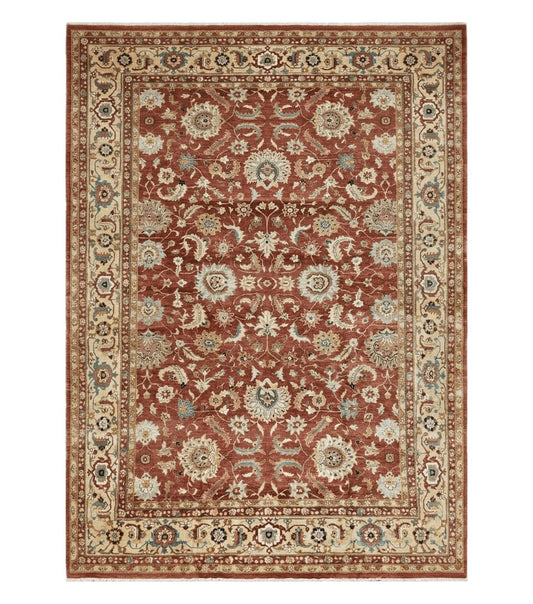 Safavieh Room Sized Rug 10x14, Wool Hand-Knotted Auburn Red & Light Gold Egyptian Mahal Oriental Carpet, 10 x 14 Large Living Room Rug